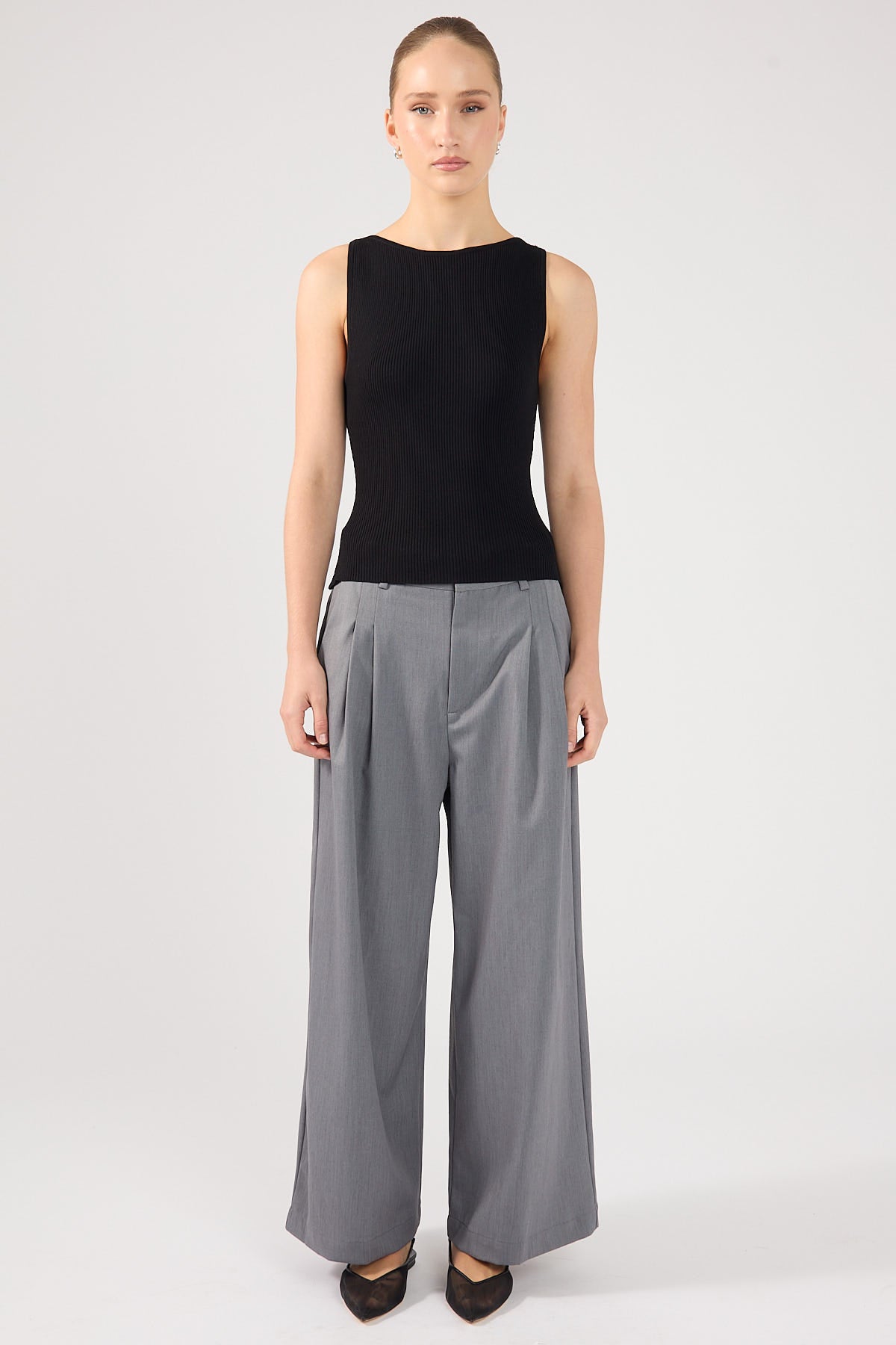 Tailored Culotte Pants Grey