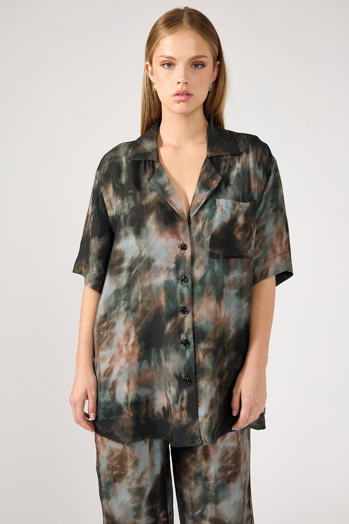 Perfect Stranger Marble Rain Cupro Shirt Black Print