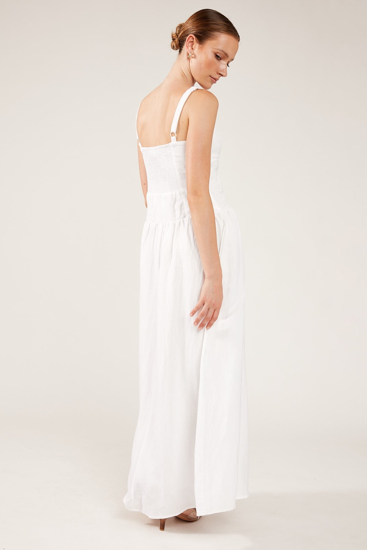 Perfect Stranger Galia Linen Blend Midi Dress White