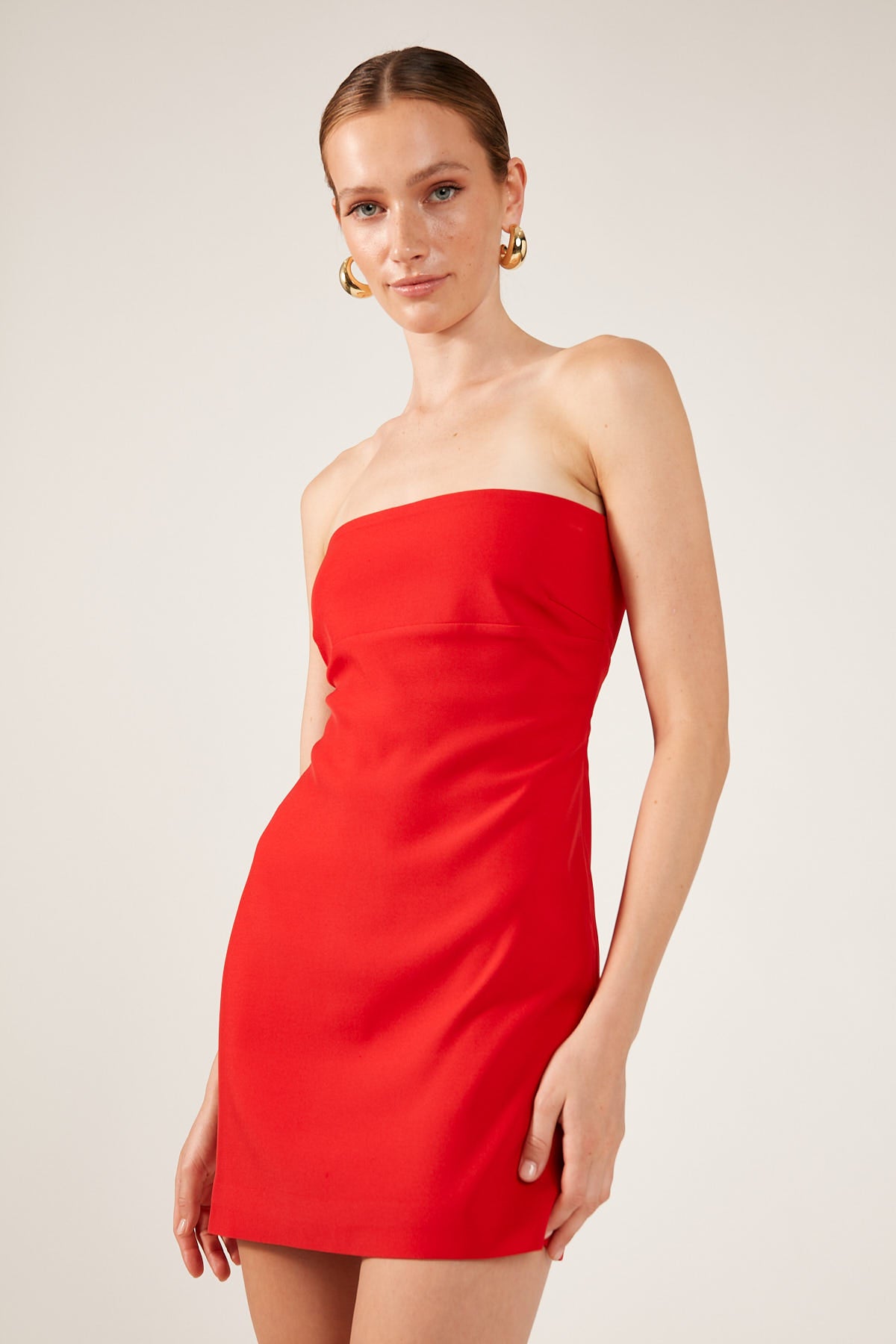 Perfect Stranger Vermilion Strapless Mini Dress Red