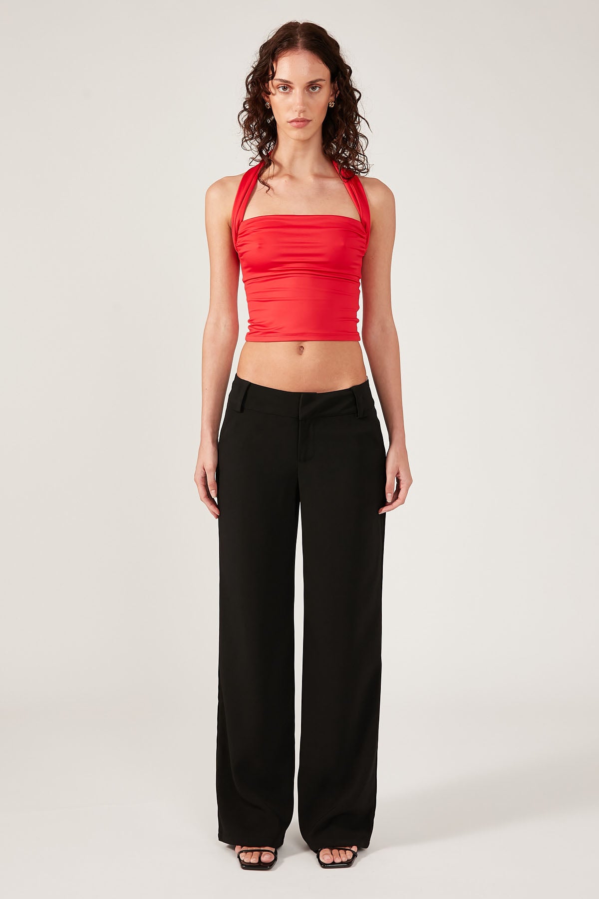Perfect Stranger Vermilion Halter Knit Top Red