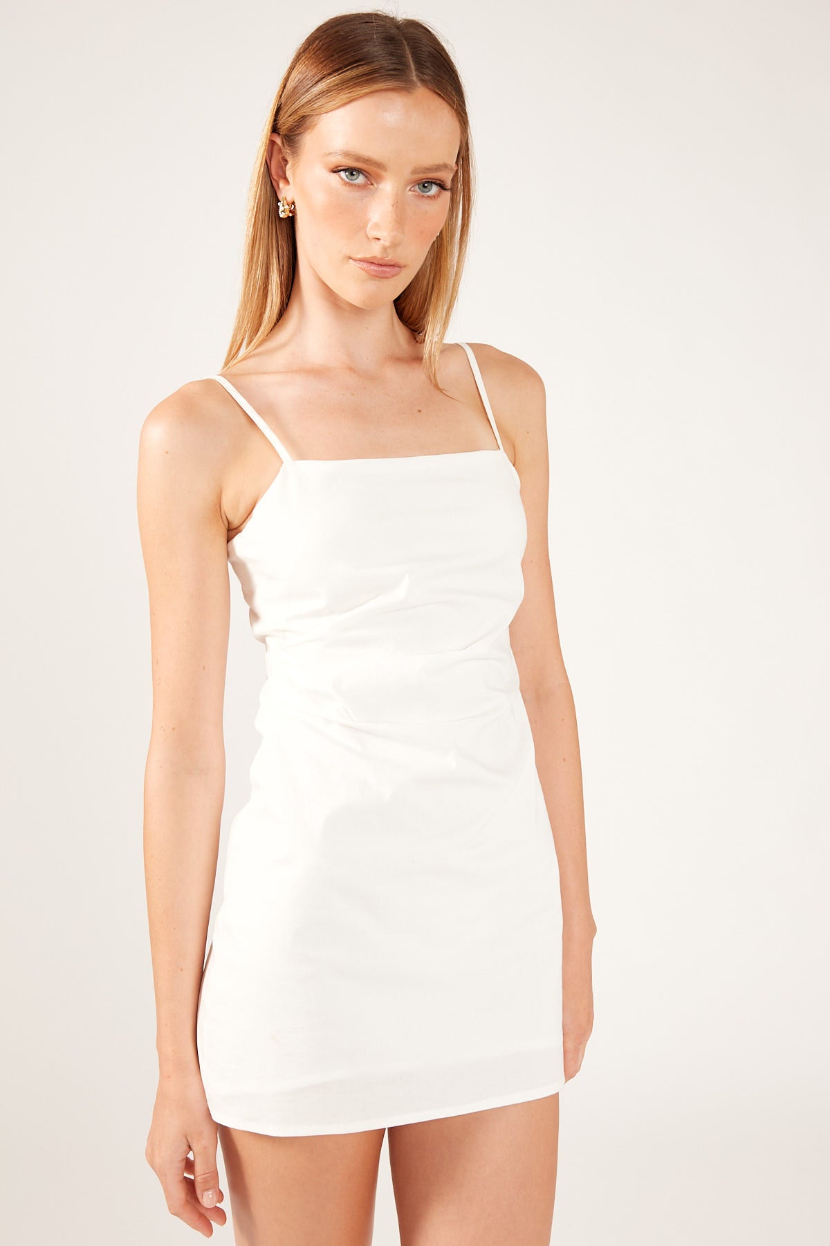 Perfect Stranger Sofia Tucked Mini Dress White