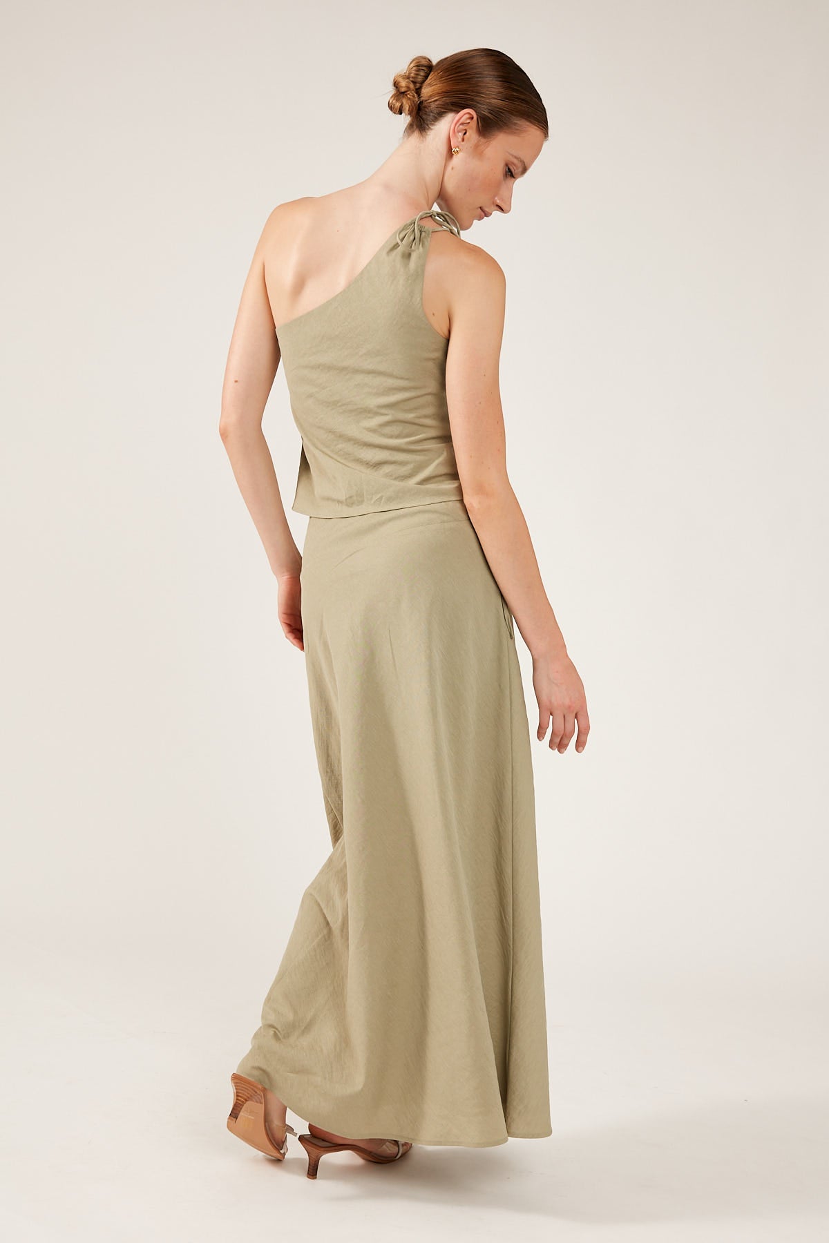 Perfect Stranger Costa Tie Up Maxi Skirt Khaki Green