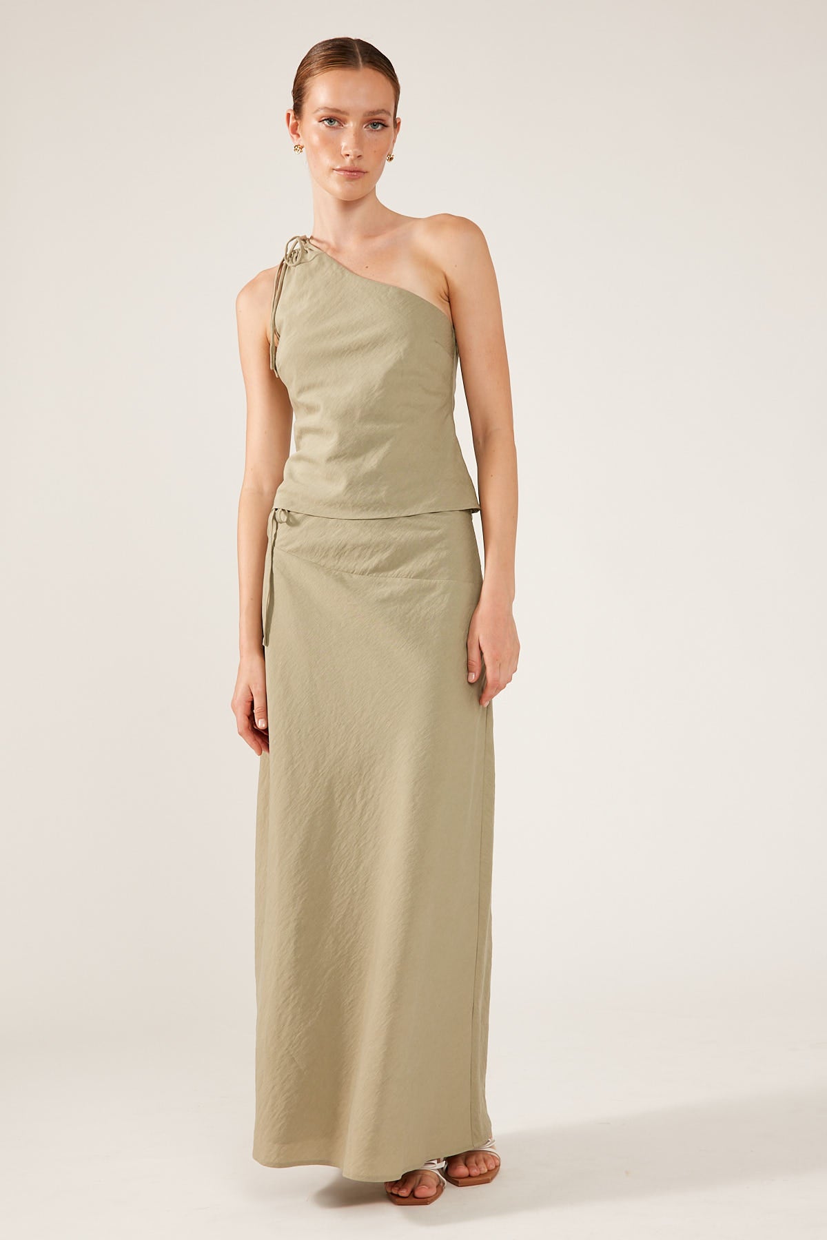 Perfect Stranger Costa Tie Up Maxi Skirt Khaki Green