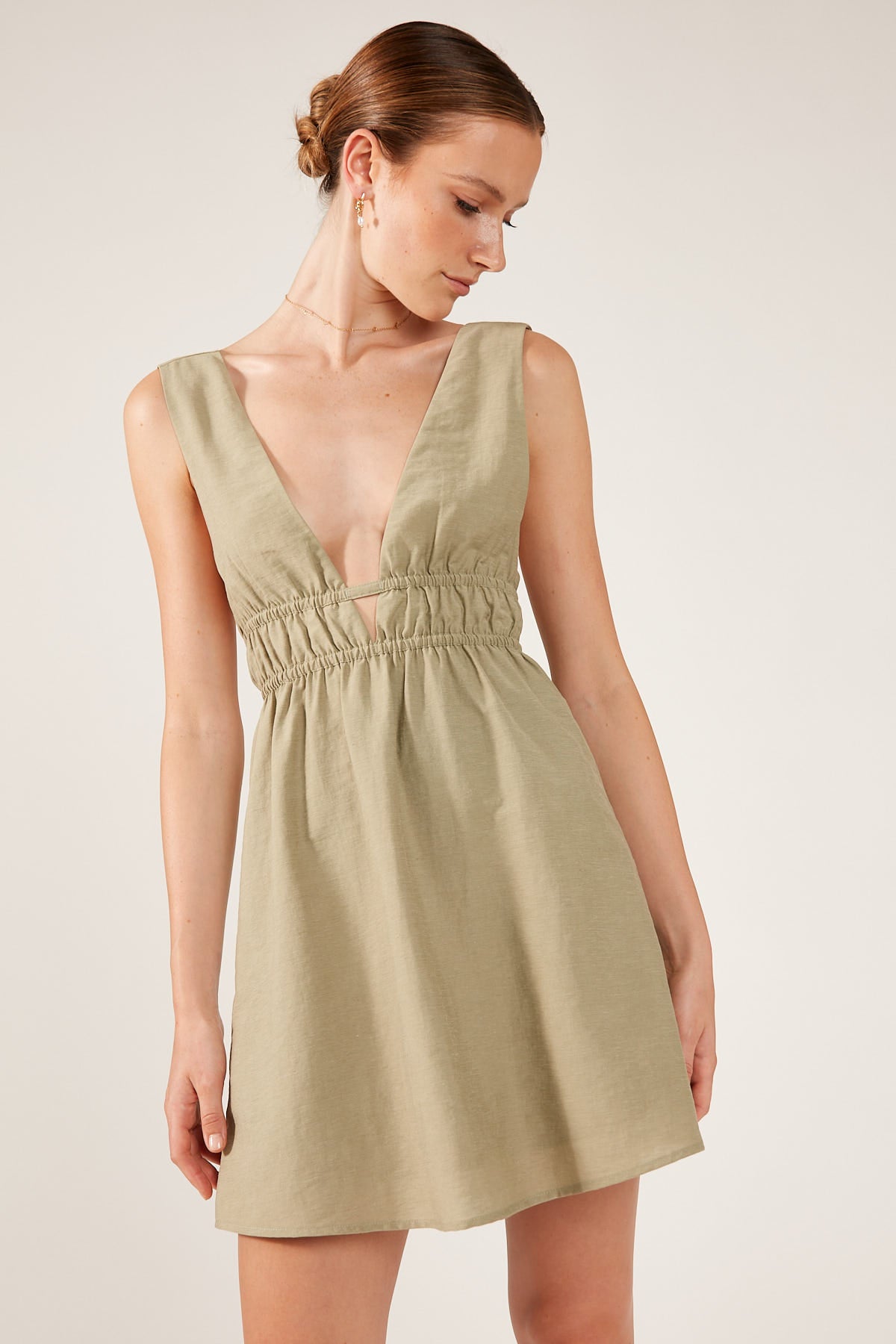 Perfect Stranger Costa Mini Dress Khaki Green