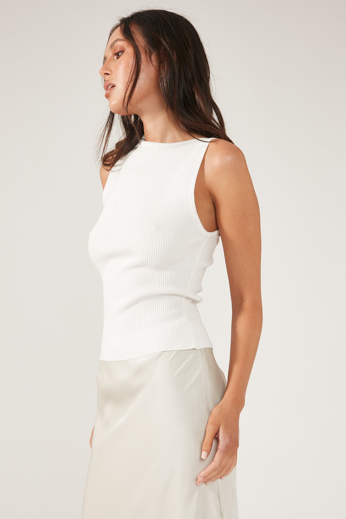 Perfect Stranger High Neck Classic Tank Cream
