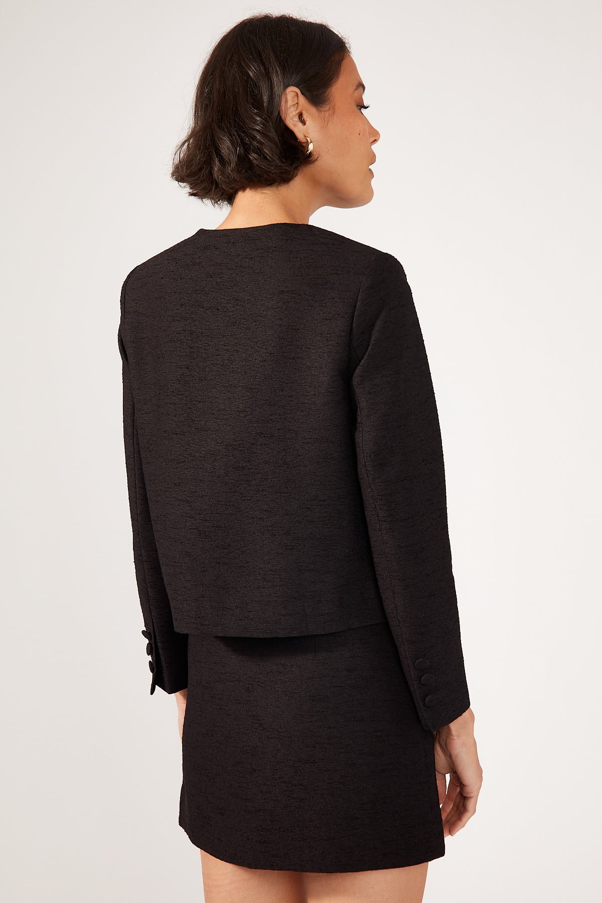 Perfect Stranger Posh Classic Fitted Textured Jacket Black