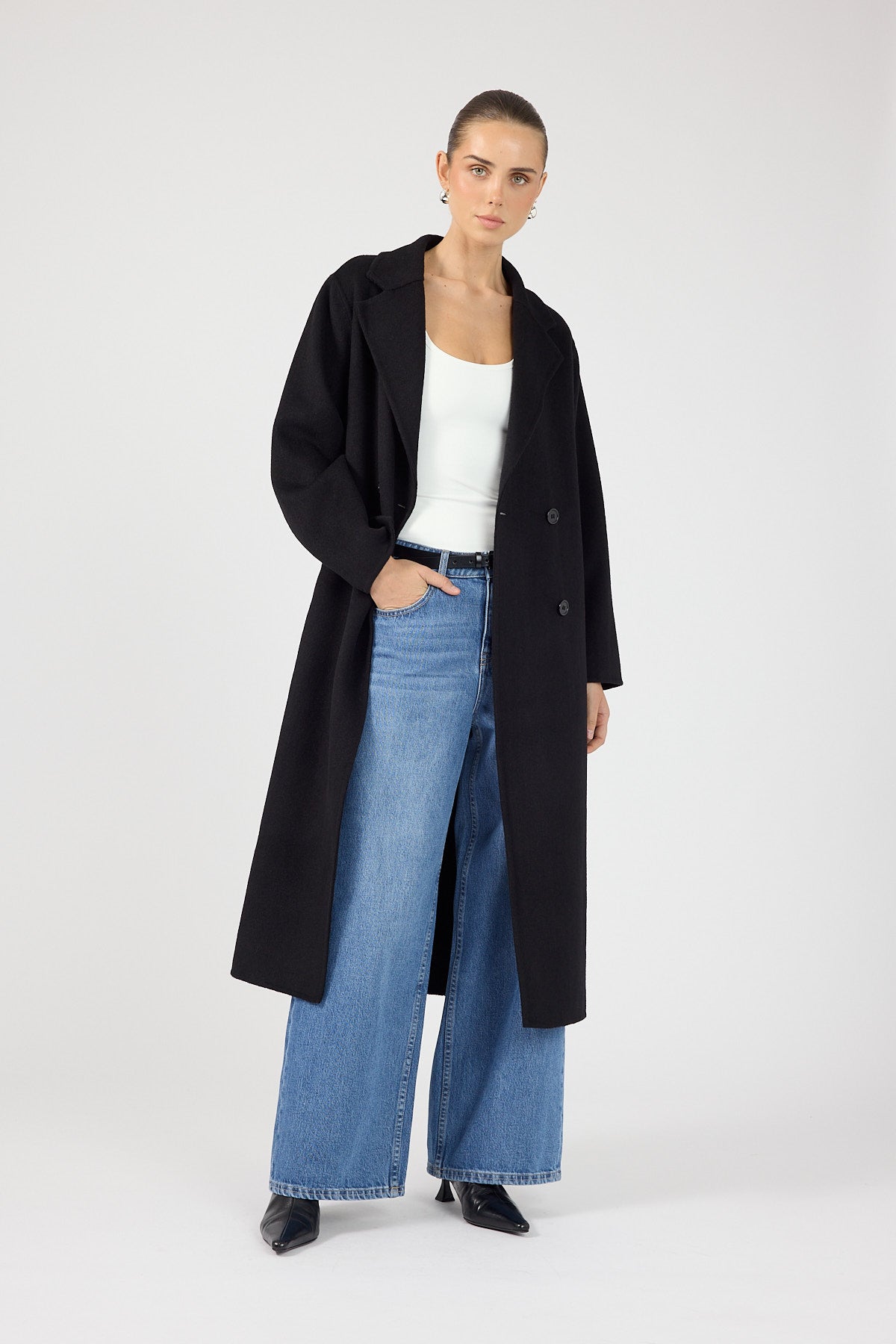 Perfect Stranger Asher Long Line Coat Black
