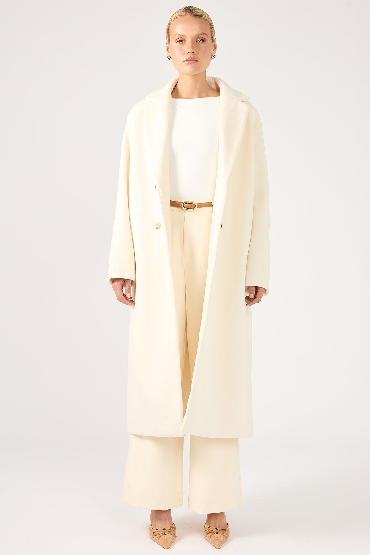 Perfect Stranger Ultimatum Long Line Coat Cream