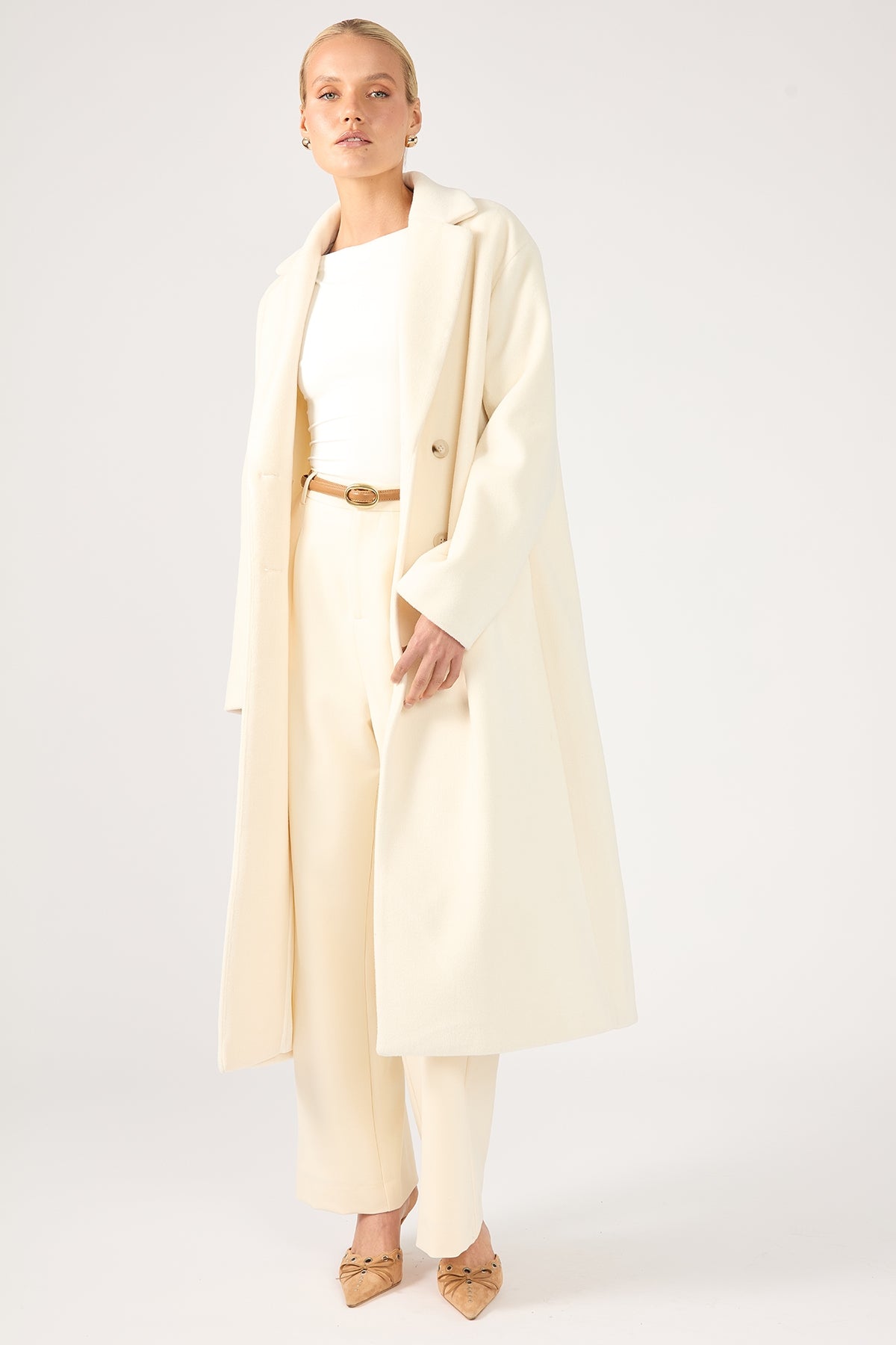 Perfect Stranger Ultimatum Long Line Coat Cream