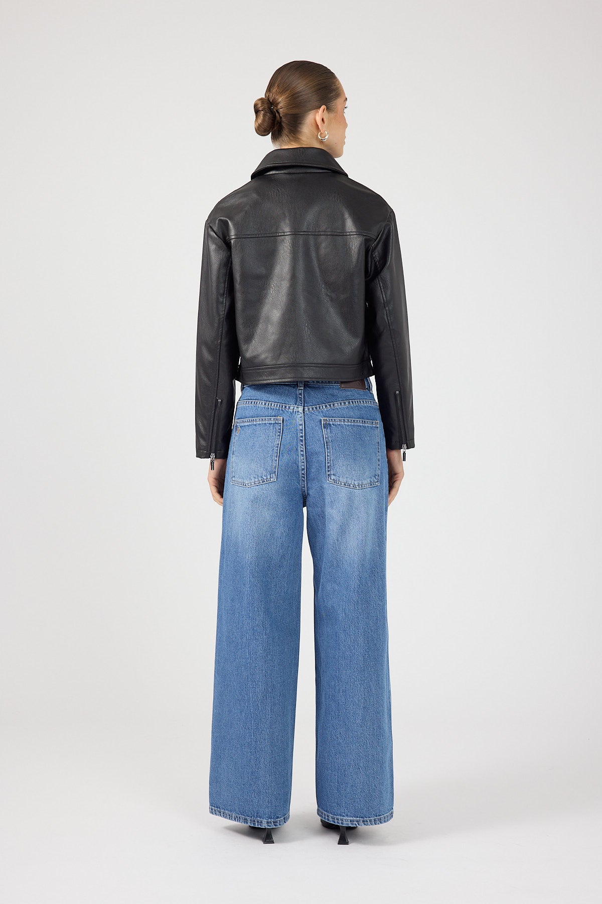 Perfect Stranger Kandice PU Zip Up Jacket Black