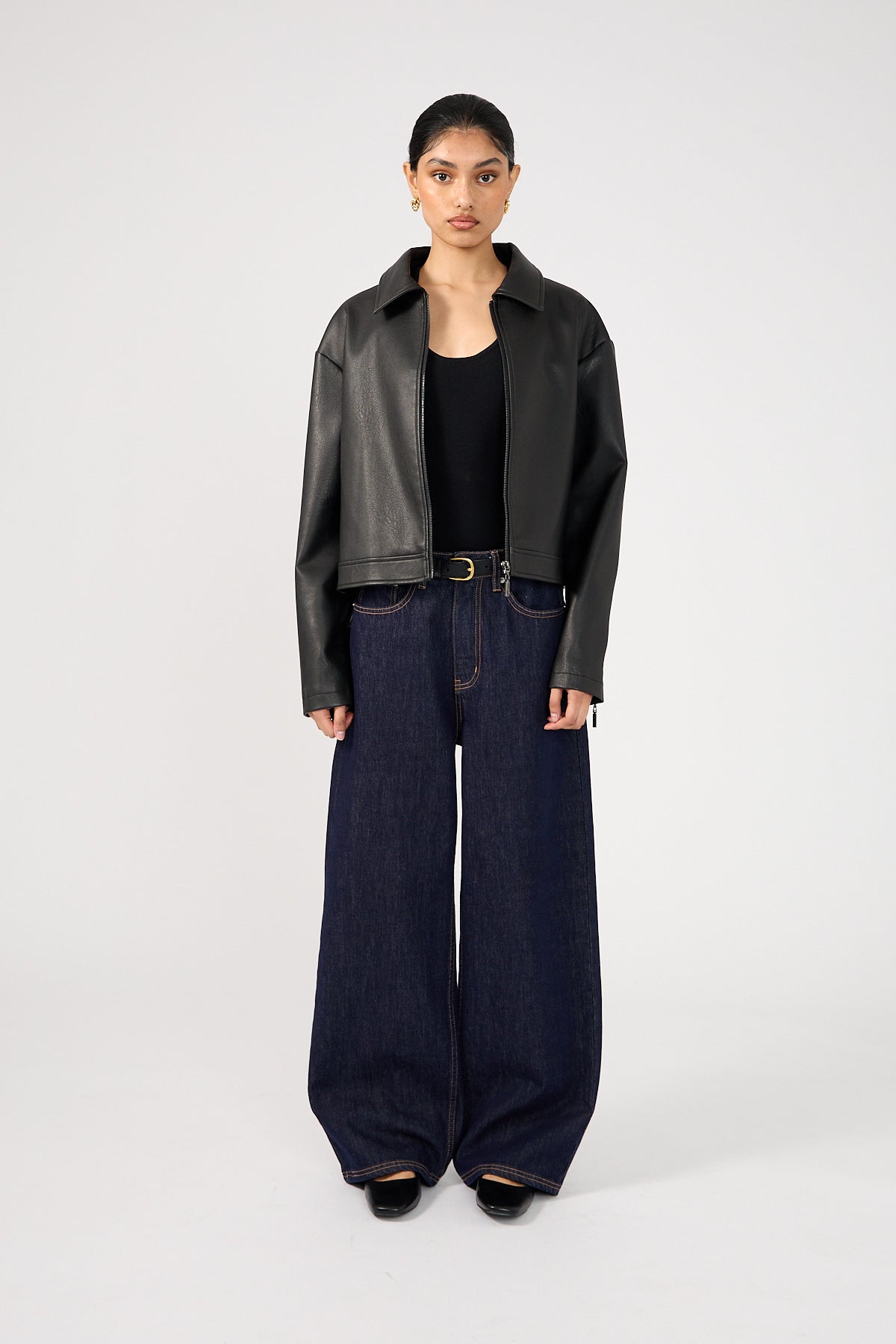 Perfect Stranger Kandice PU Zip Up Jacket Black