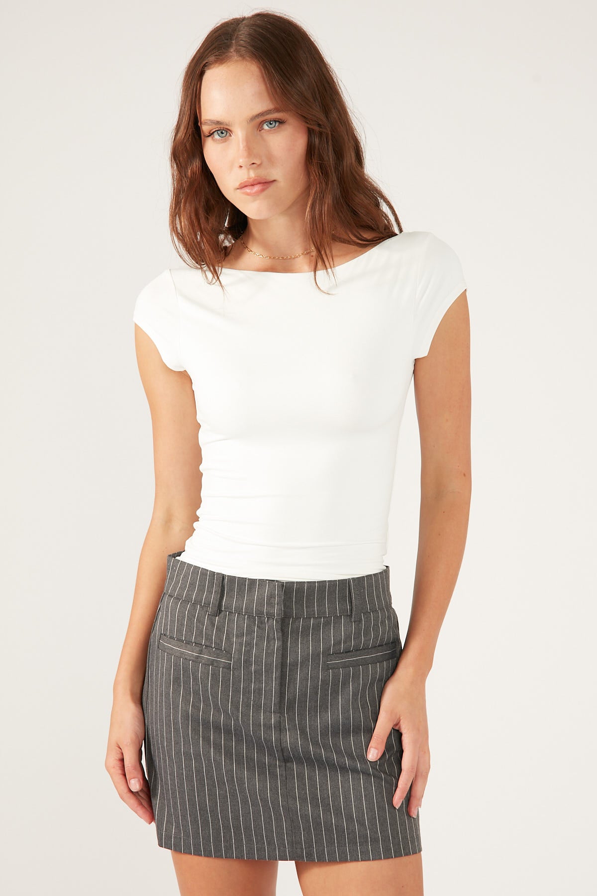 Perfect Stranger Boat Neck T-shirt White