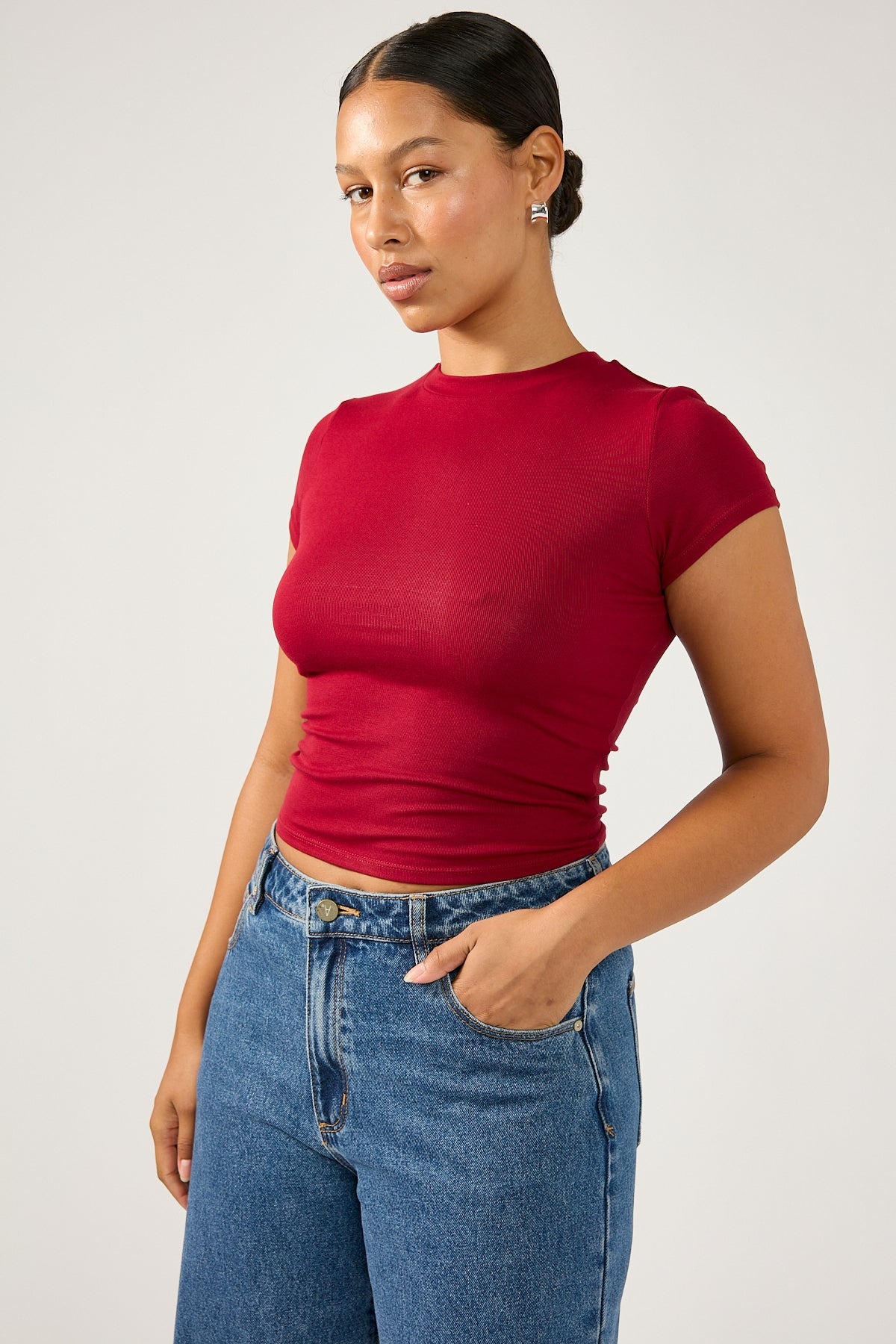 Perfect Stranger Cap Sleeve Tee Wine