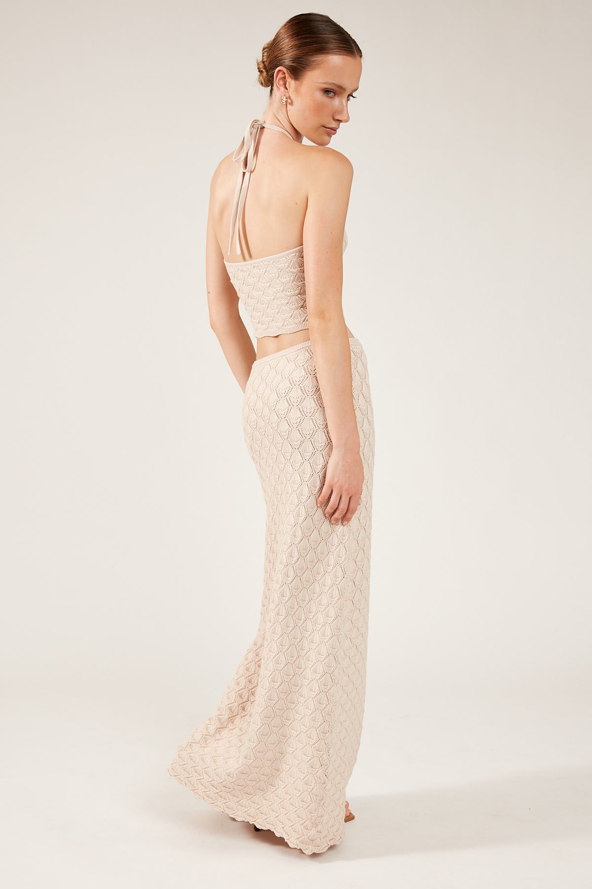 Perfect Stranger Golden Hour Crochet Maxi Skirt Nude