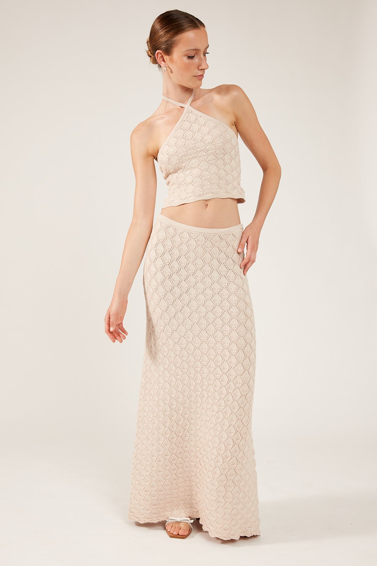 Perfect Stranger Golden Hour Crochet Maxi Skirt Nude