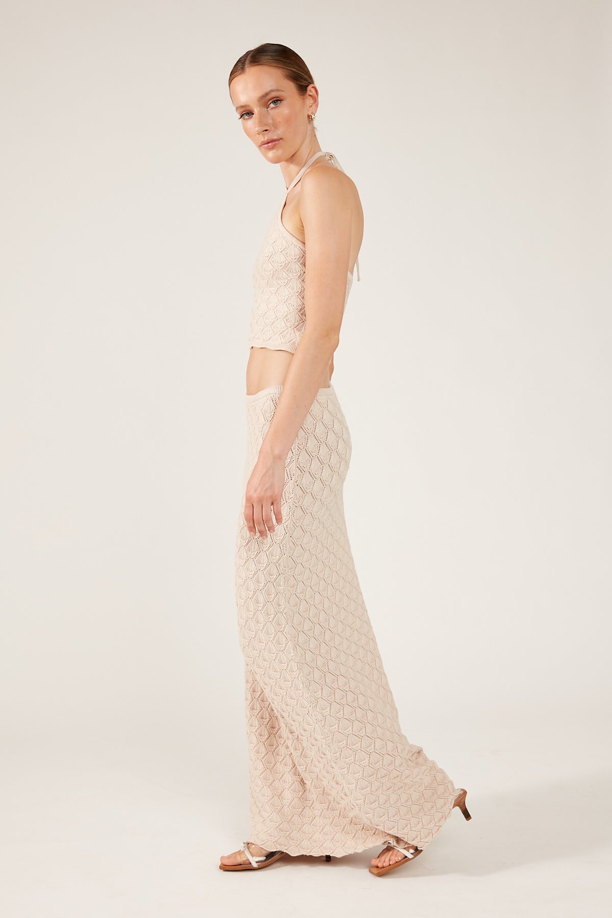 Perfect Stranger Golden Hour Crochet Maxi Skirt Nude