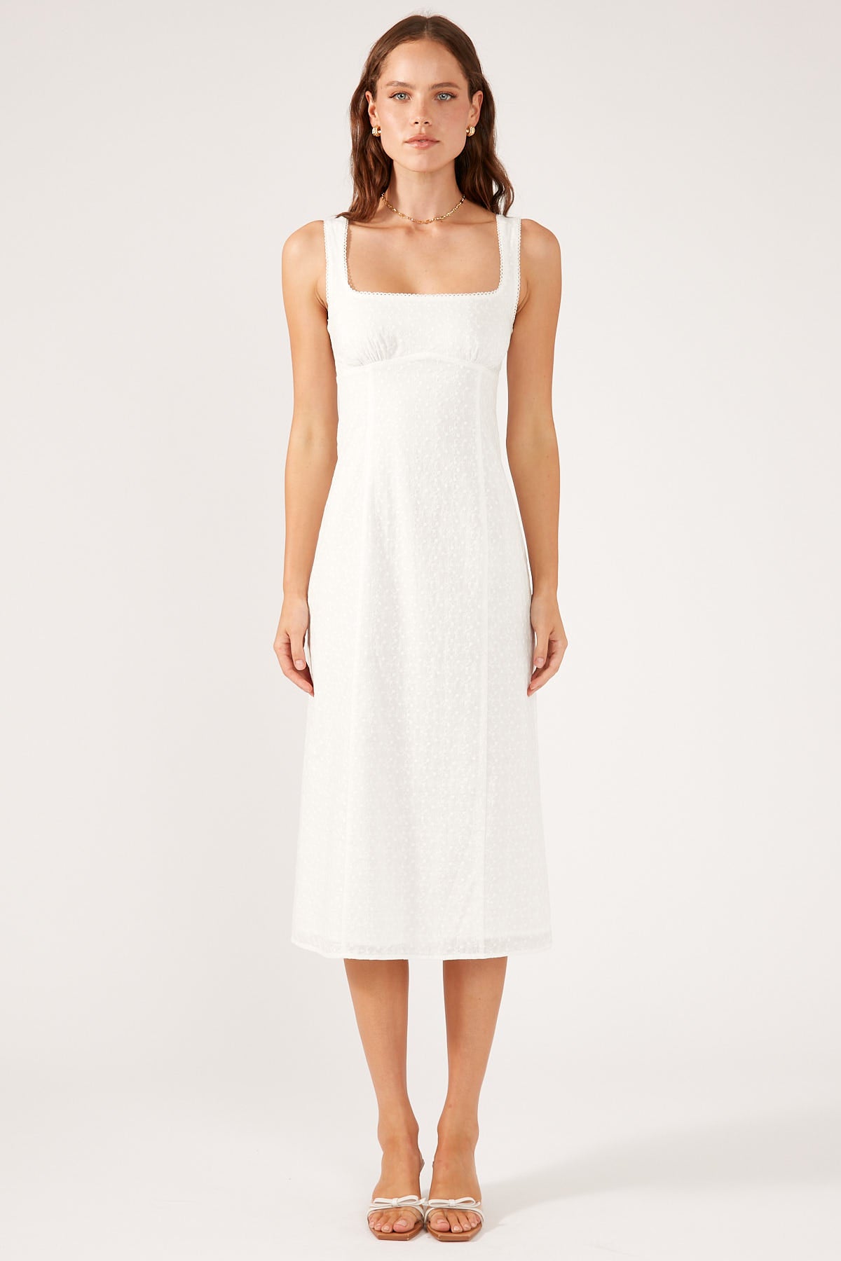 Perfect Stranger Love Song Broderie Midi Dress White