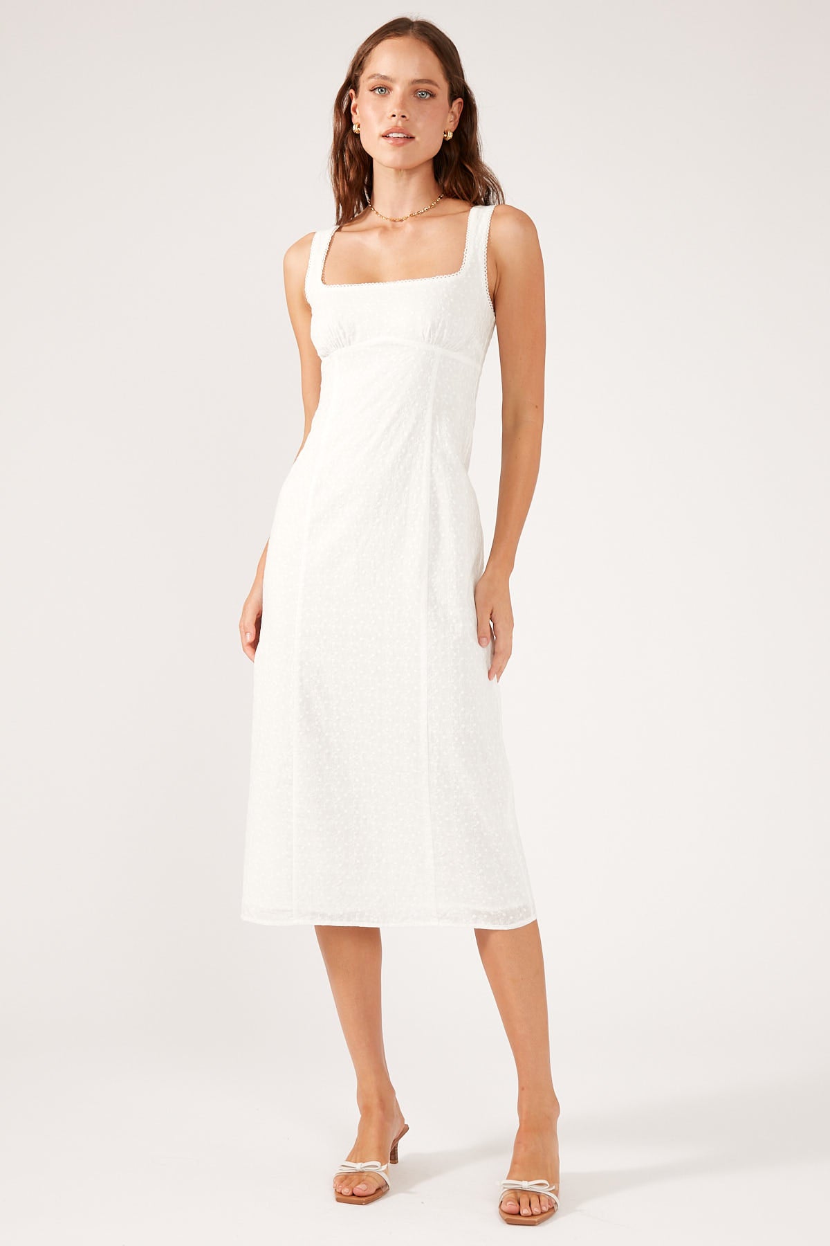 Perfect Stranger Love Song Broderie Midi Dress White