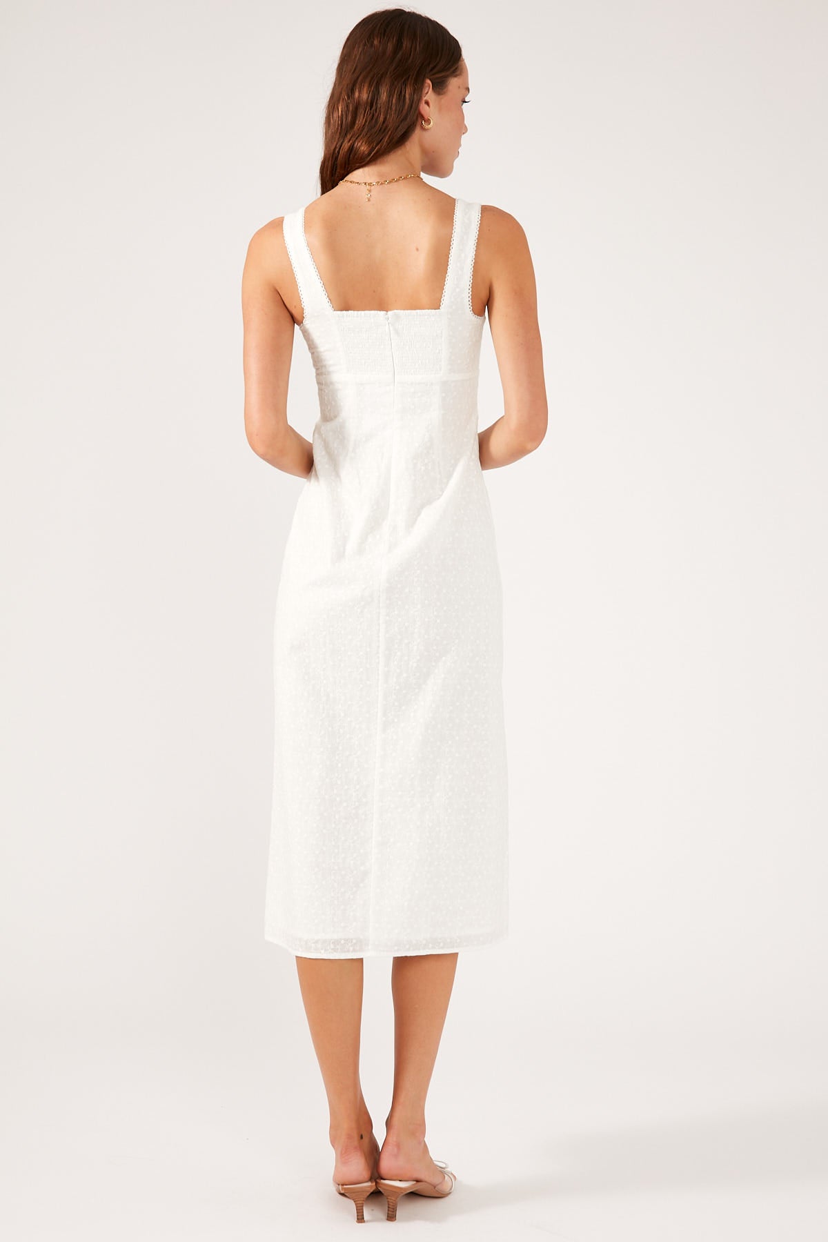 Perfect Stranger Love Song Broderie Midi Dress White