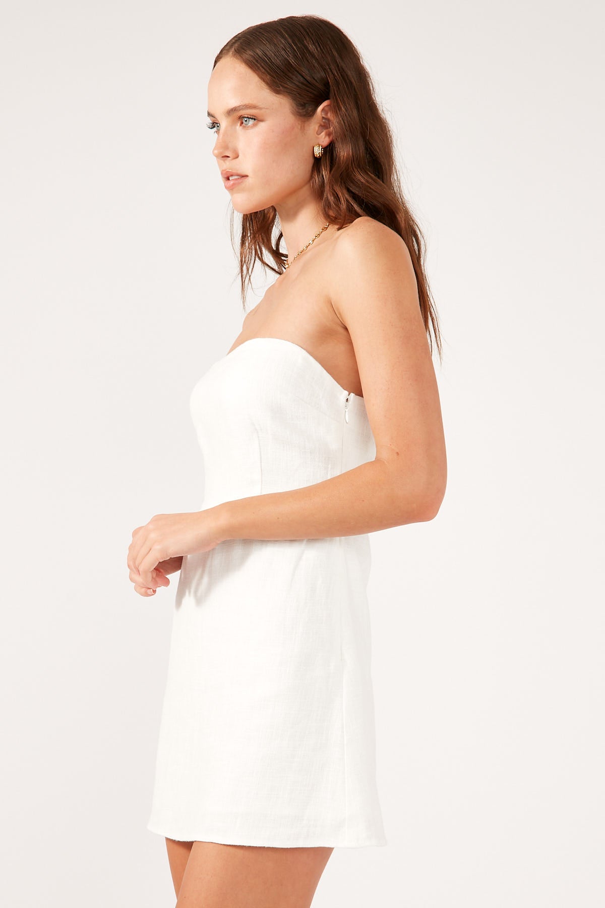 Perfect Stranger Menorca Strapless Linen Mini Dress White