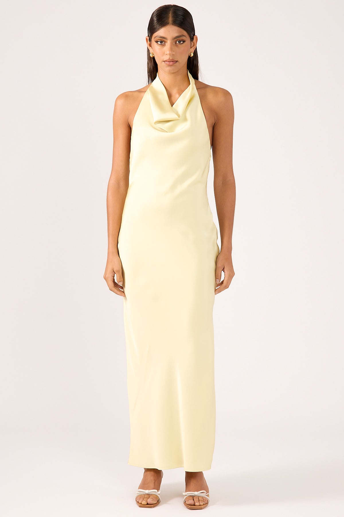 Perfect Stranger Oliana Halter Maxi Dress Lemon
