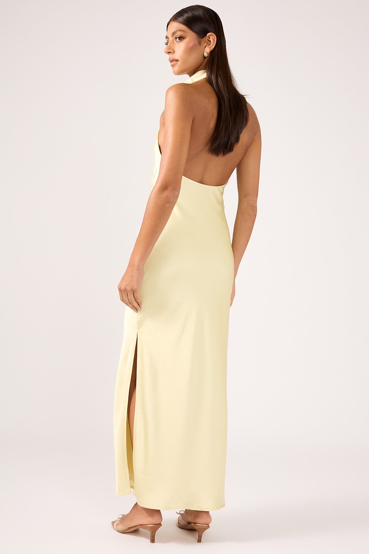 Perfect Stranger Oliana Halter Maxi Dress Lemon