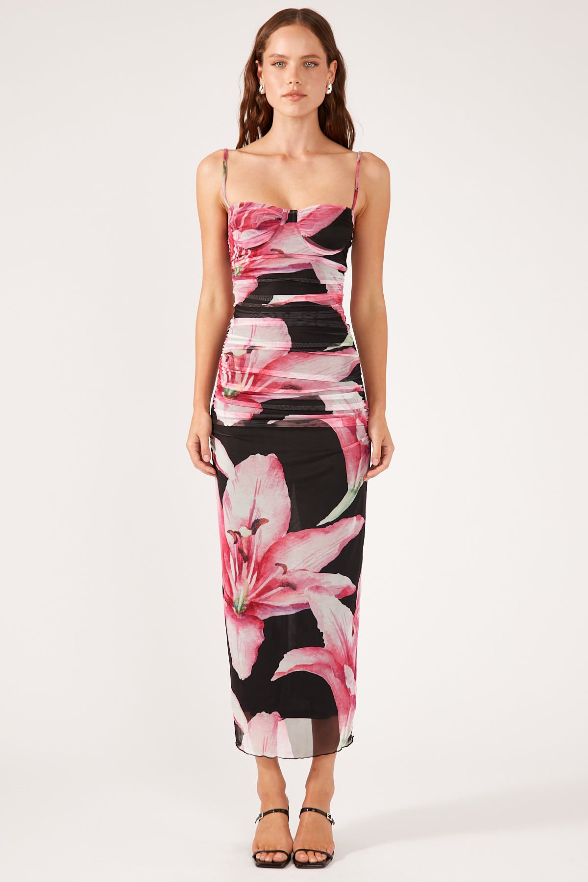 Perfect Stranger Stargazer Mesh Maxi Dress Black Print