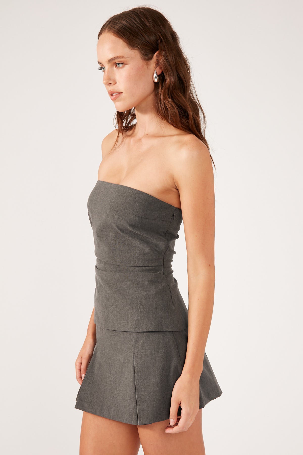 Perfect Stranger Monica Box Pleat Skort Grey