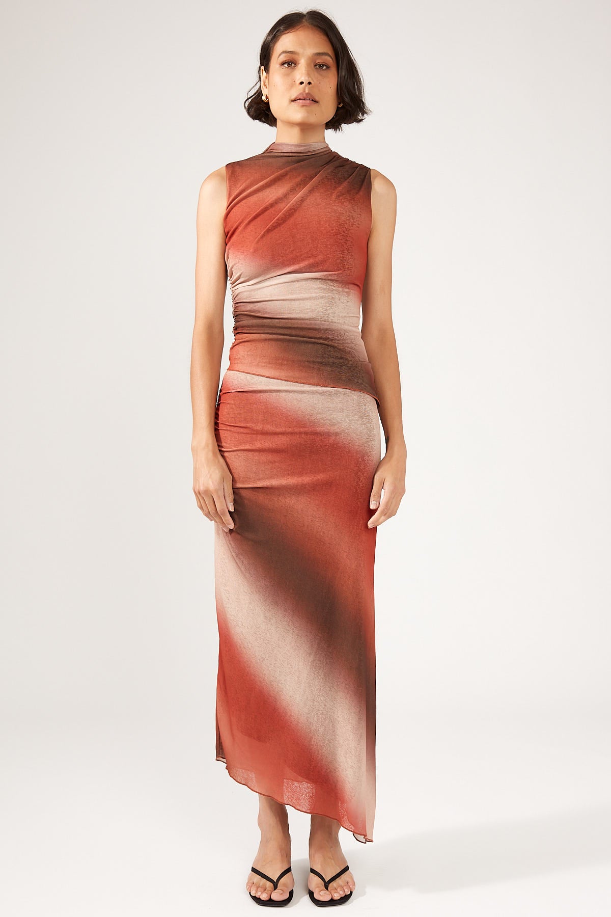 Perfect Stranger Superstition Draped Midi Skirt Brown Print