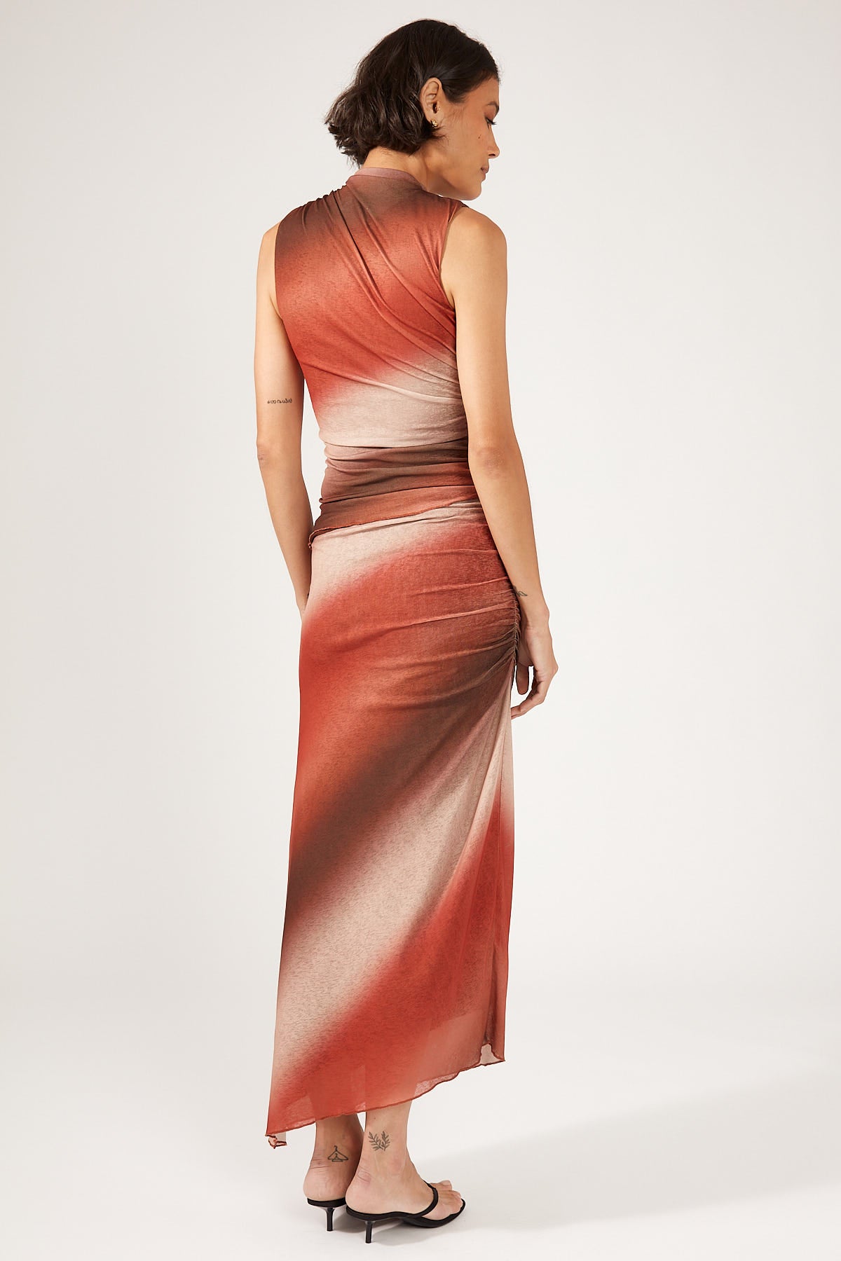 Perfect Stranger Superstition Draped Midi Skirt Brown Print