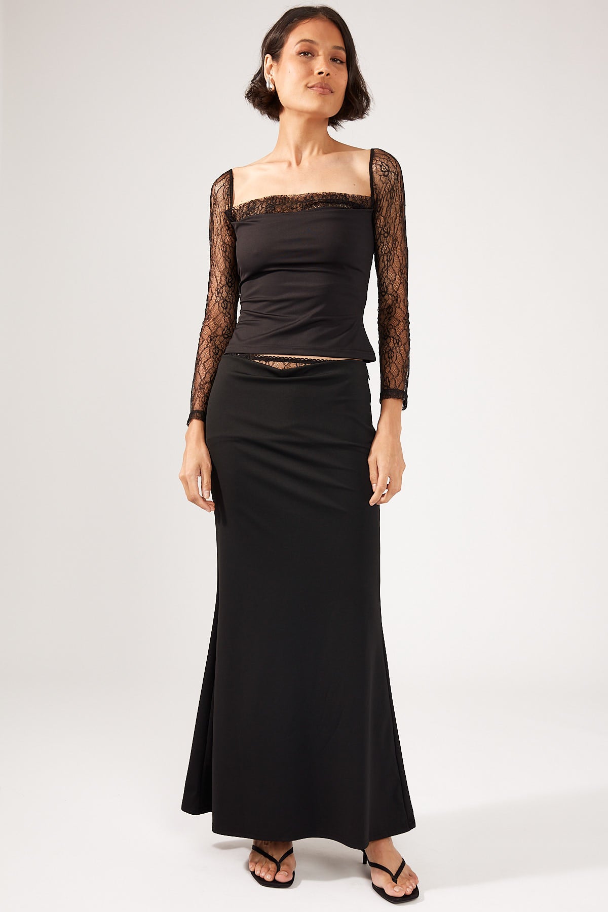 Perfect Stranger Jenna Mesh Long Sleeve Top Black