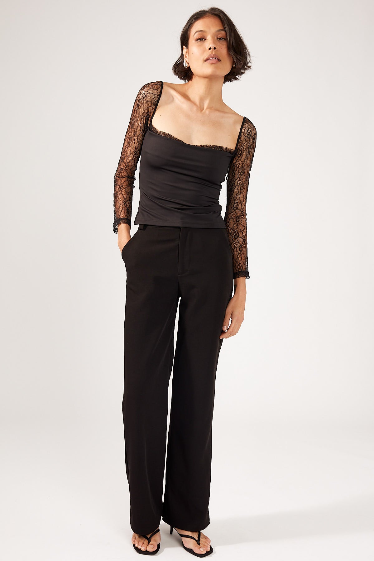 Perfect Stranger Jenna Mesh Long Sleeve Top Black