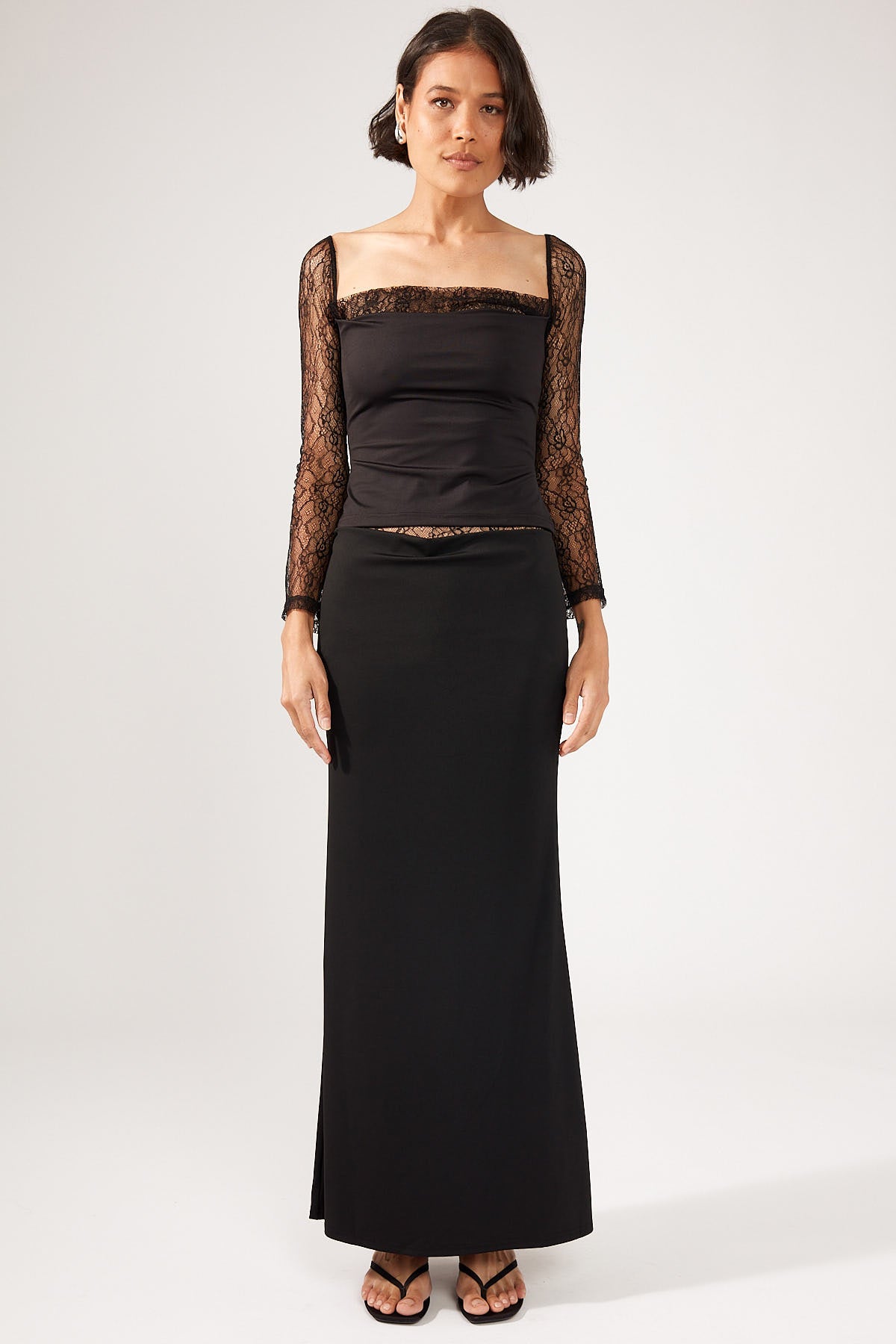 Perfect Stranger Jenna Lace Maxi Skirt Black