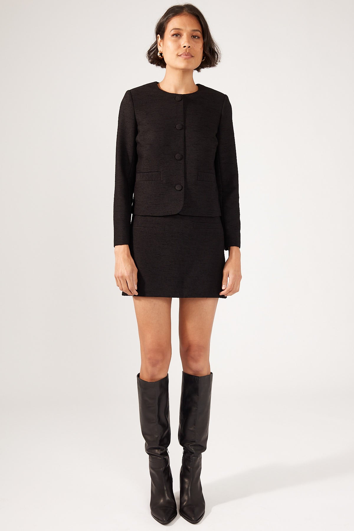 Perfect Stranger Posh Textured Mini Skirt Black