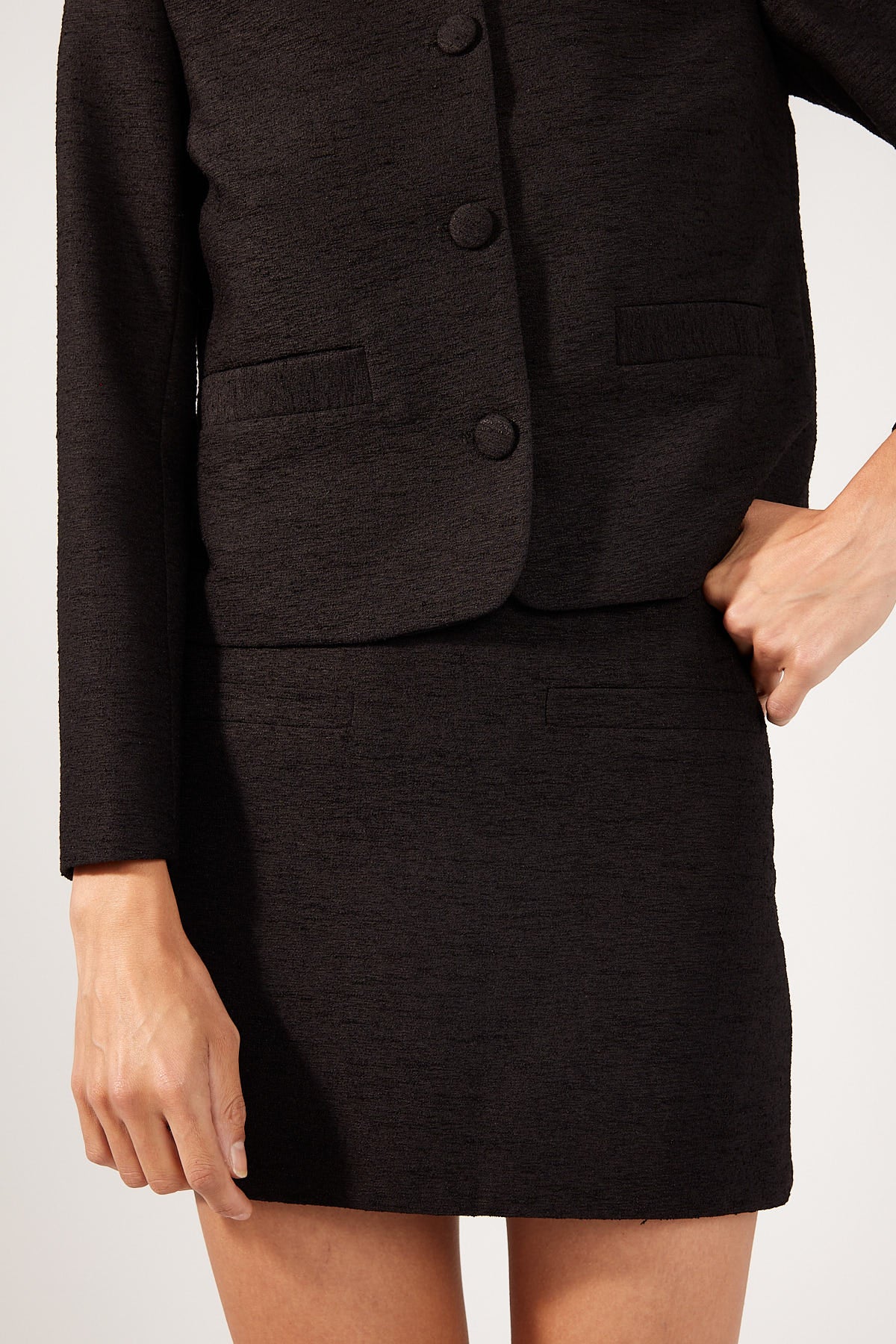 Perfect Stranger Posh Textured Mini Skirt Black