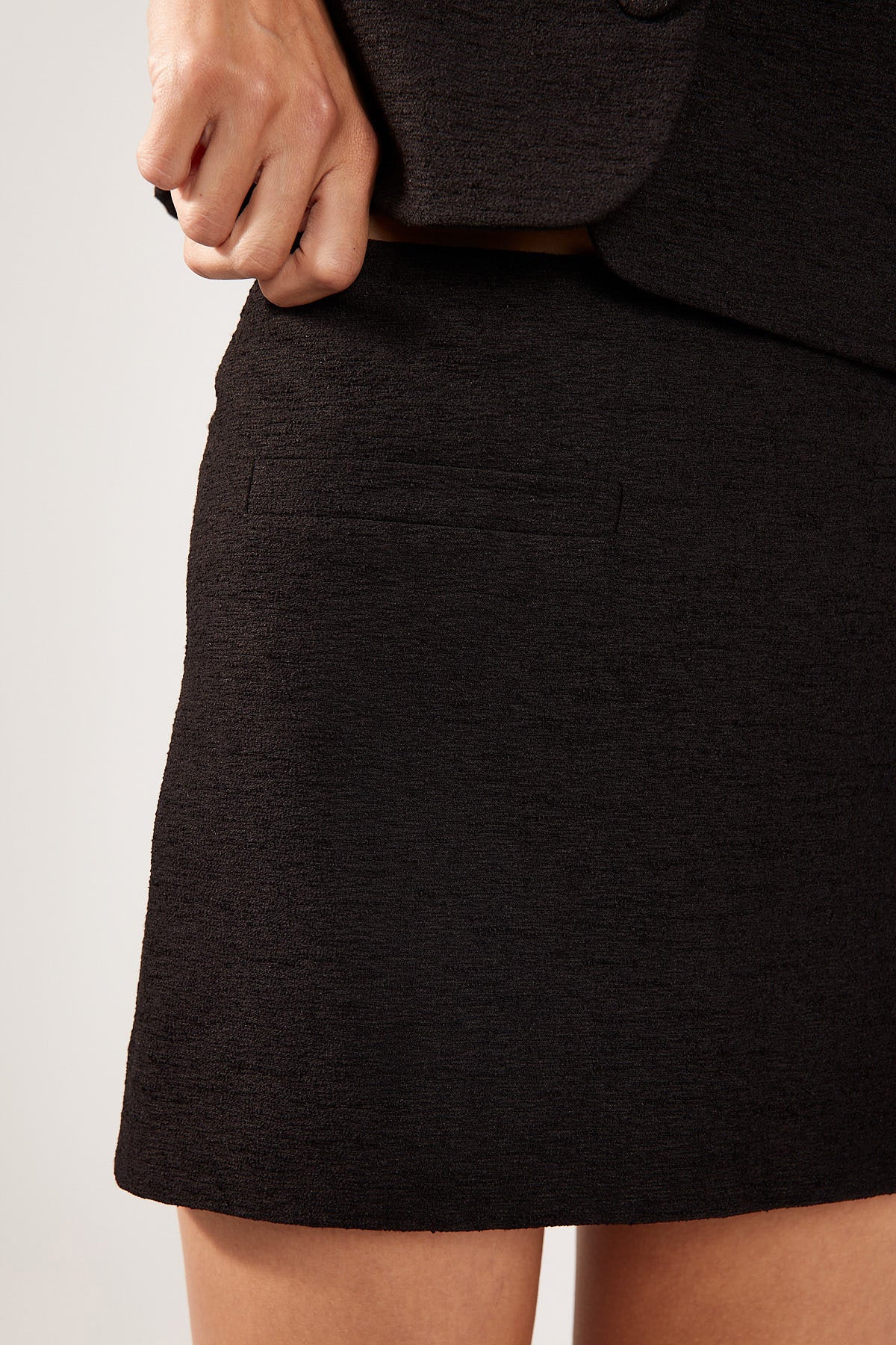 Perfect Stranger Posh Textured Mini Skirt Black