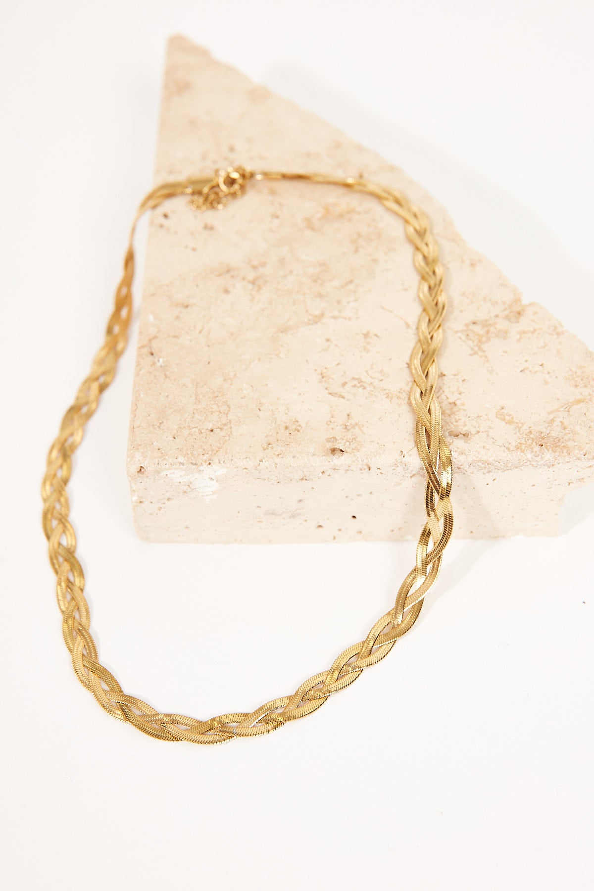 Perfect Stranger Triple Twist Herringbone Choker 18k Gold Plated