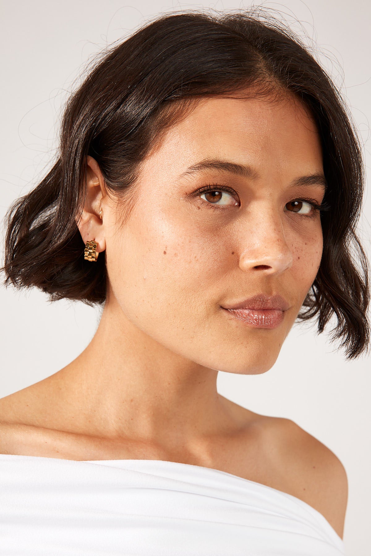 Perfect Stranger Bree Textured Gold Hoops 18k Gold Plated