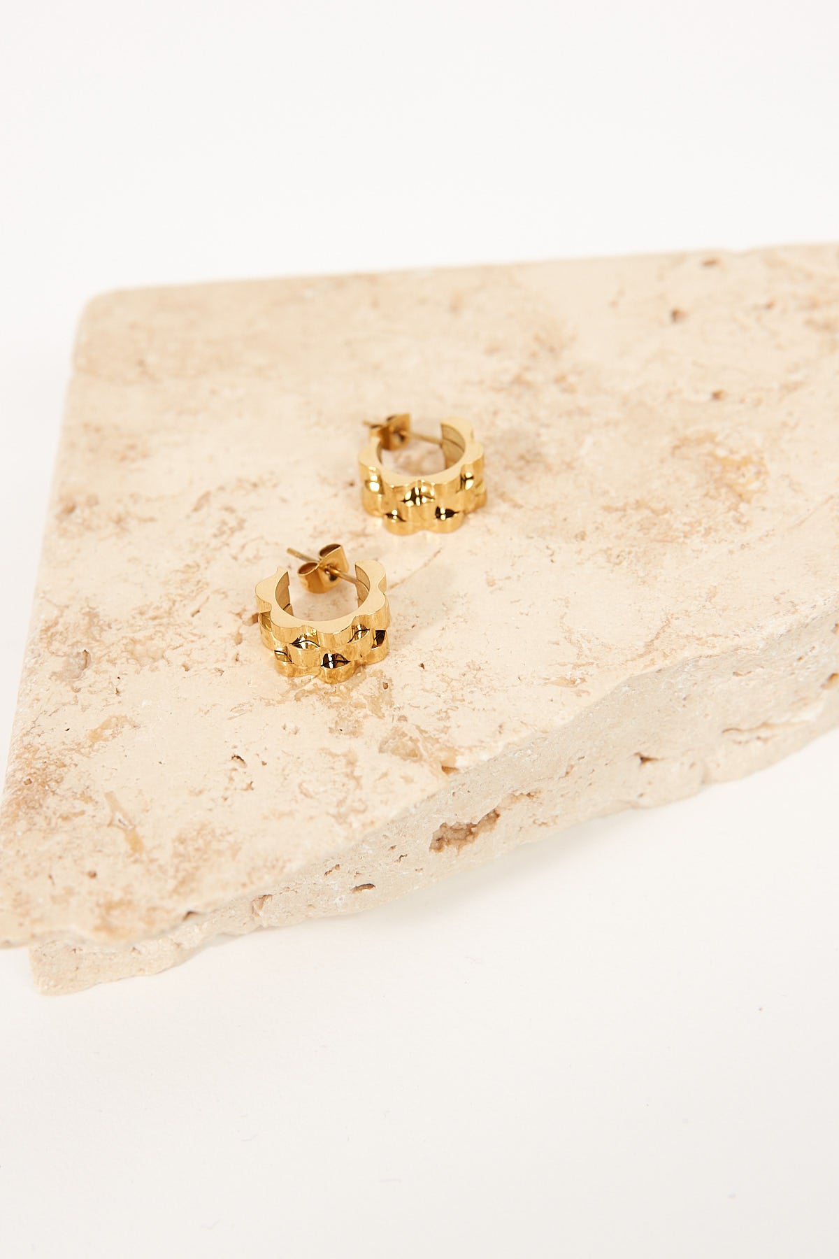 Perfect Stranger Bree Textured Gold Hoops 18k Gold Plated