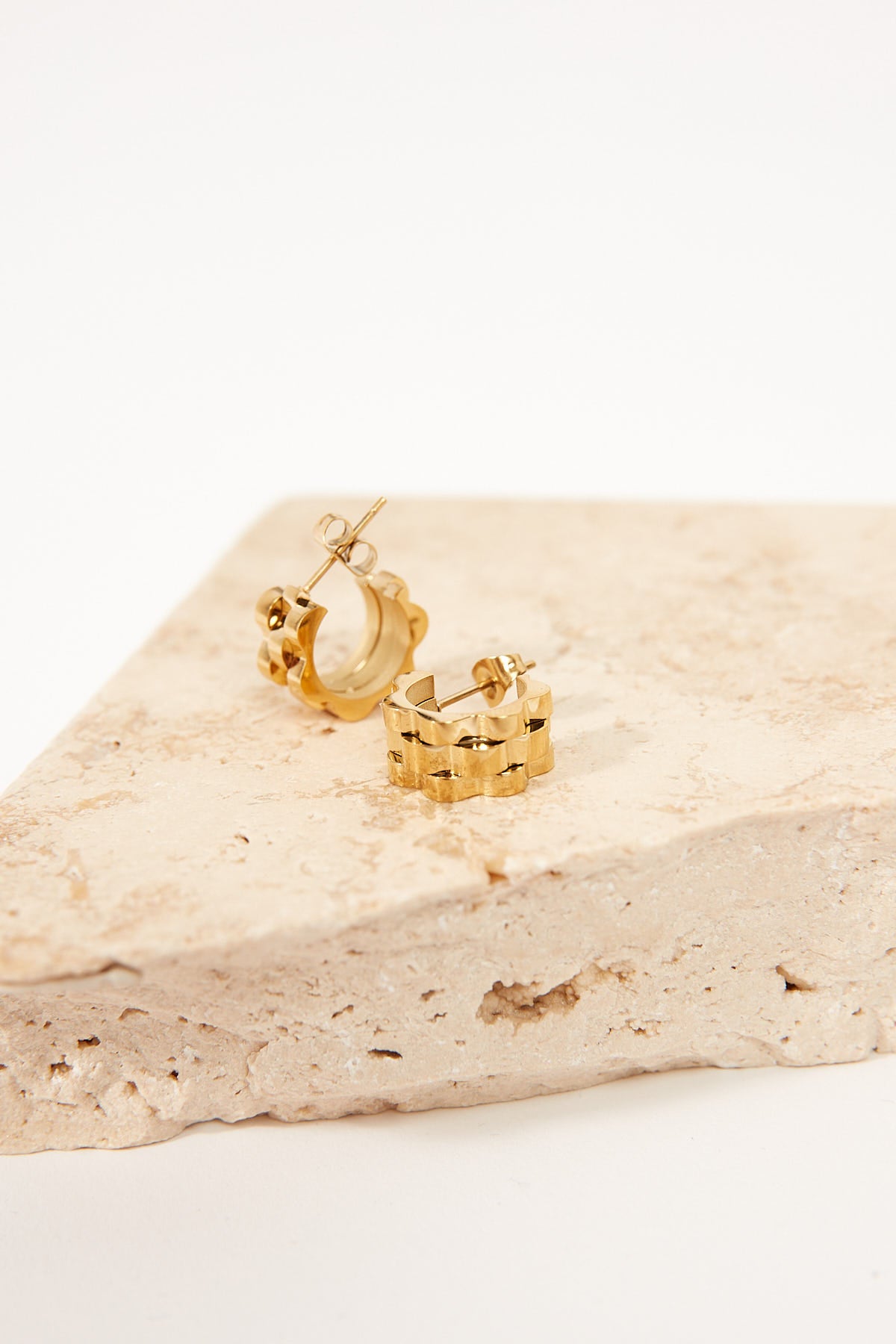 Perfect Stranger Bree Textured Gold Hoops 18k Gold Plated