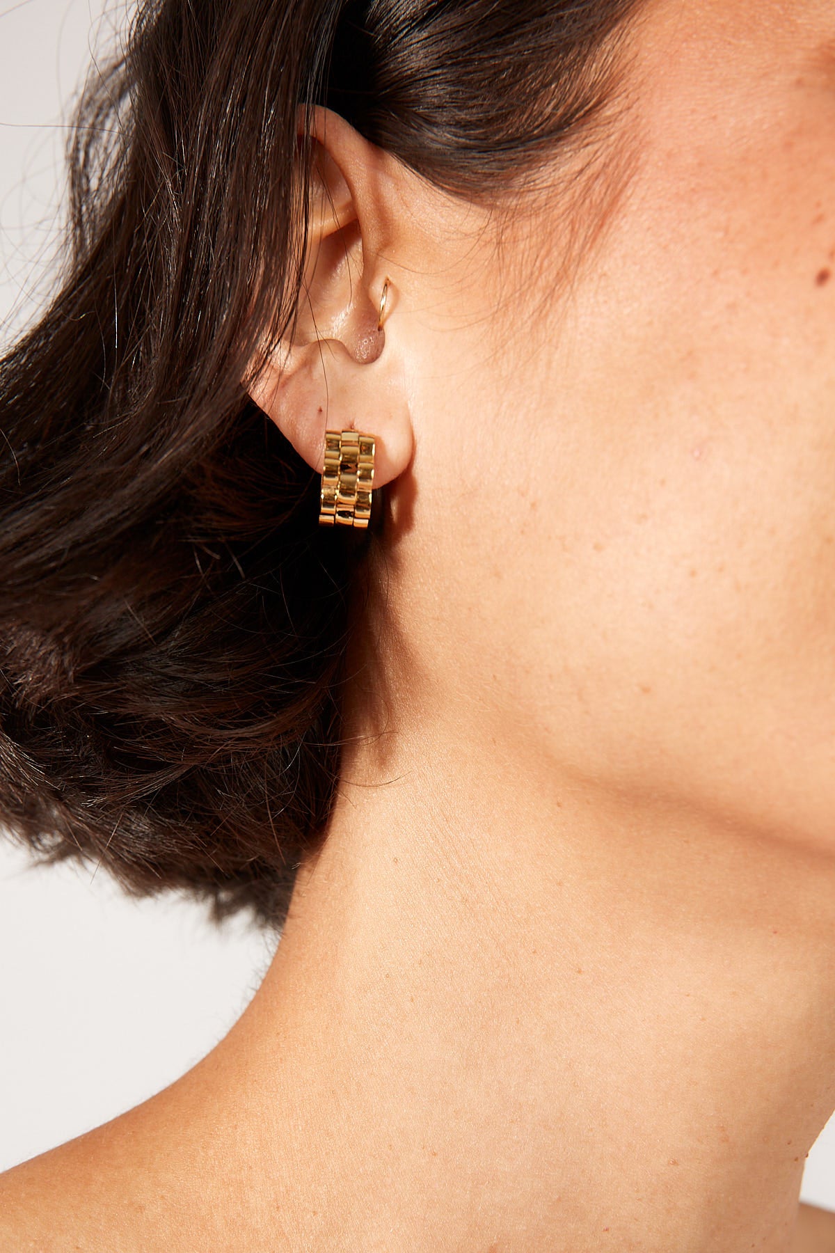 Perfect Stranger Bree Textured Gold Hoops 18k Gold Plated