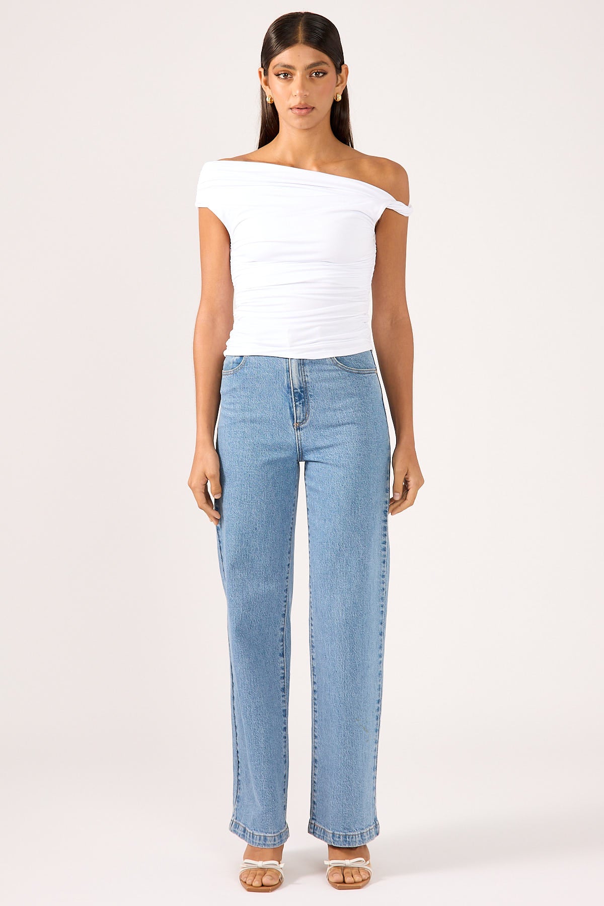 Perfect Stranger Lola Ruched Jersey Top White