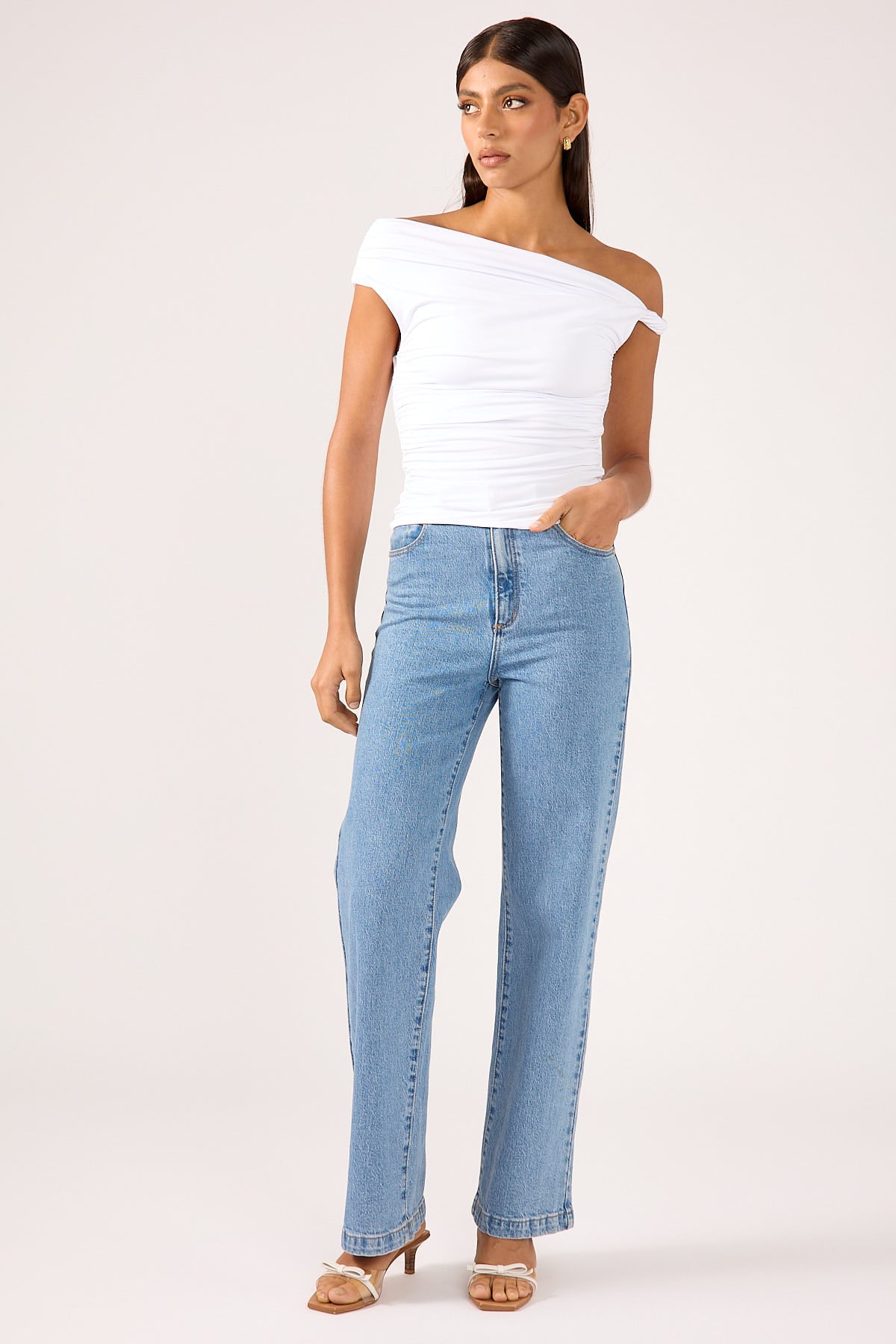 Perfect Stranger Lola Ruched Jersey Top White