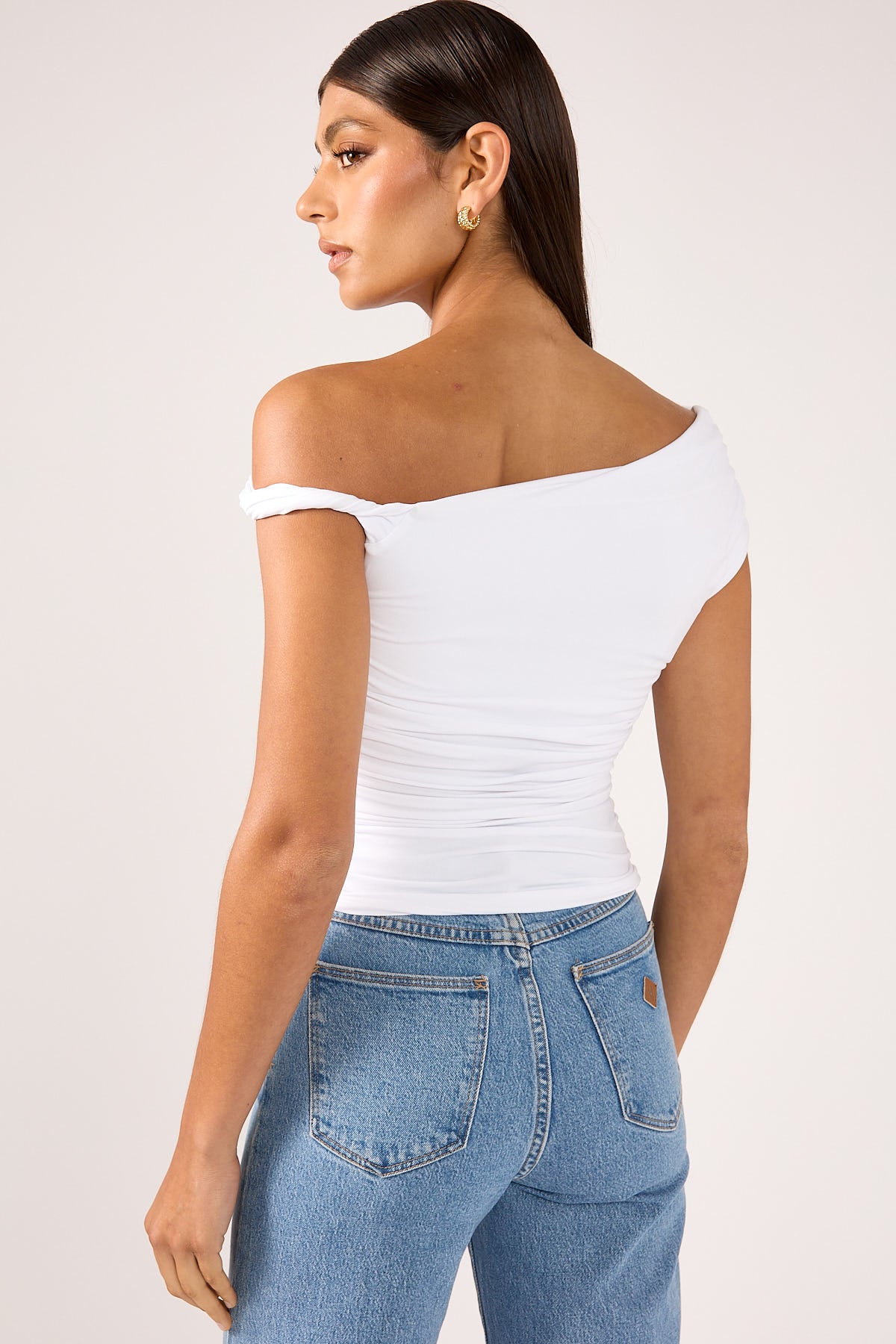 Perfect Stranger Lola Ruched Jersey Top White
