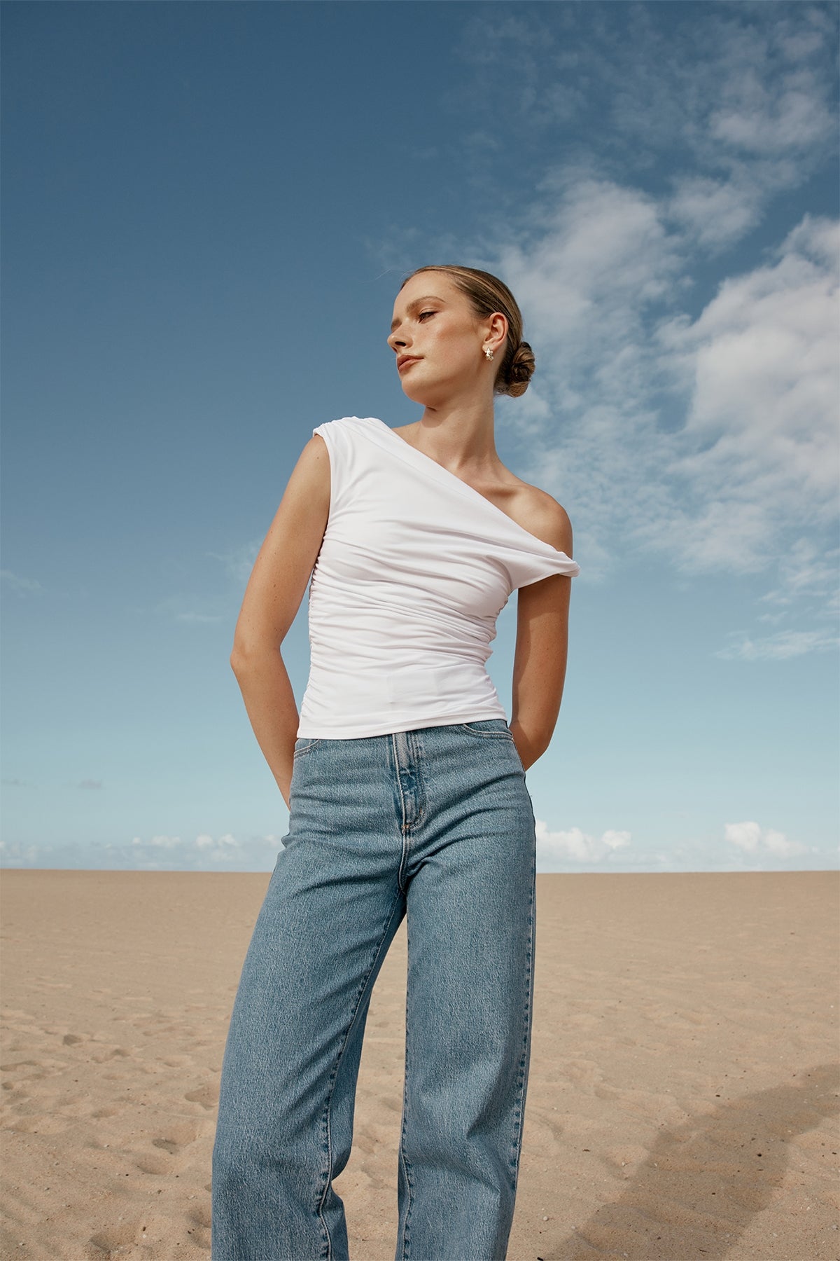 Perfect Stranger Lola Ruched Jersey Top White