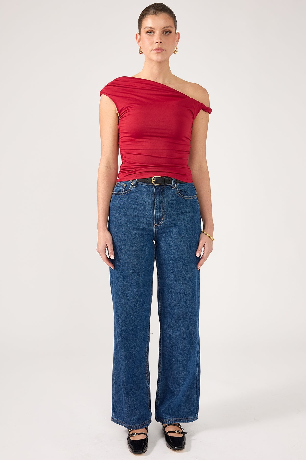 Perfect Stranger Lola Ruched Jersey Top Red