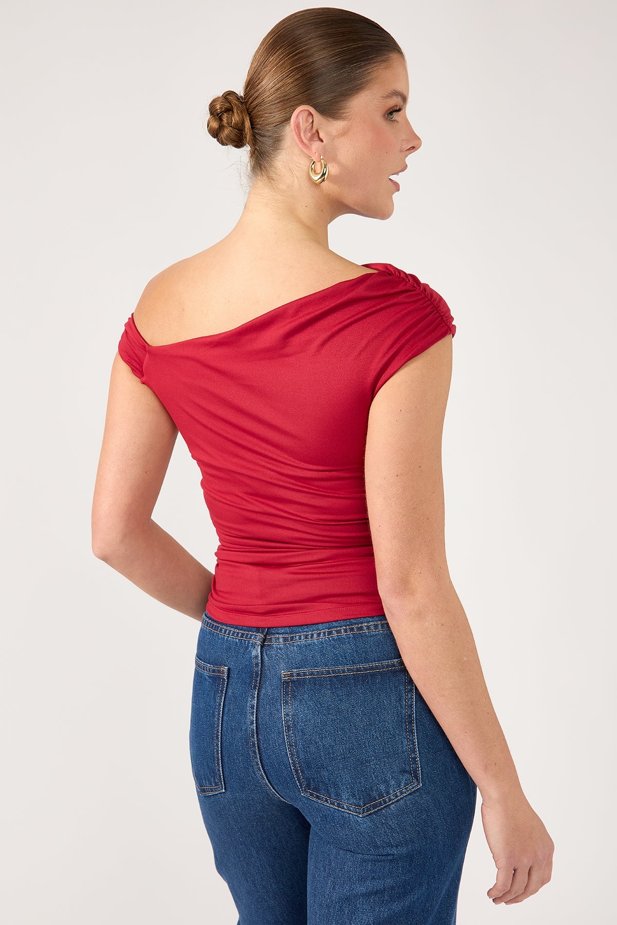 Perfect Stranger Lola Ruched Jersey Top Red