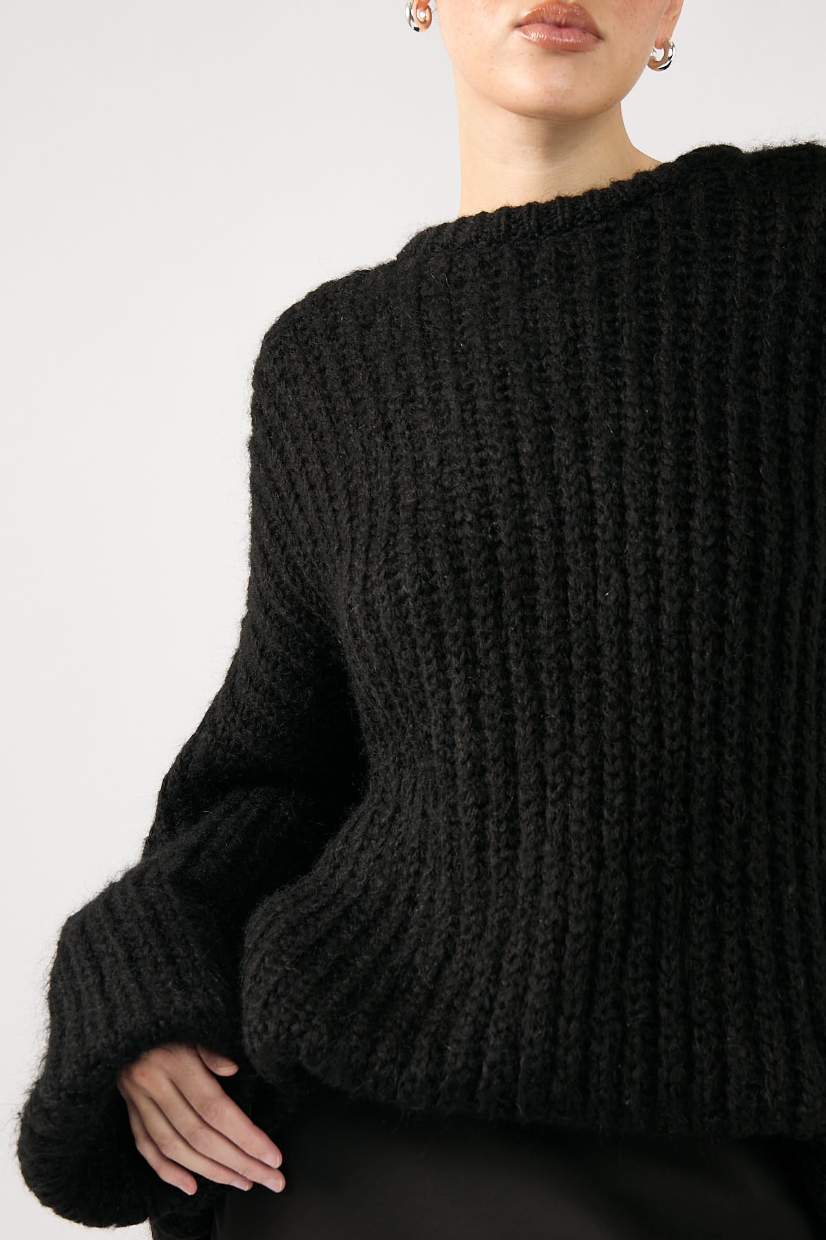 Perfect Stranger Mochi Oversized Fluffy Rib Jumper Black