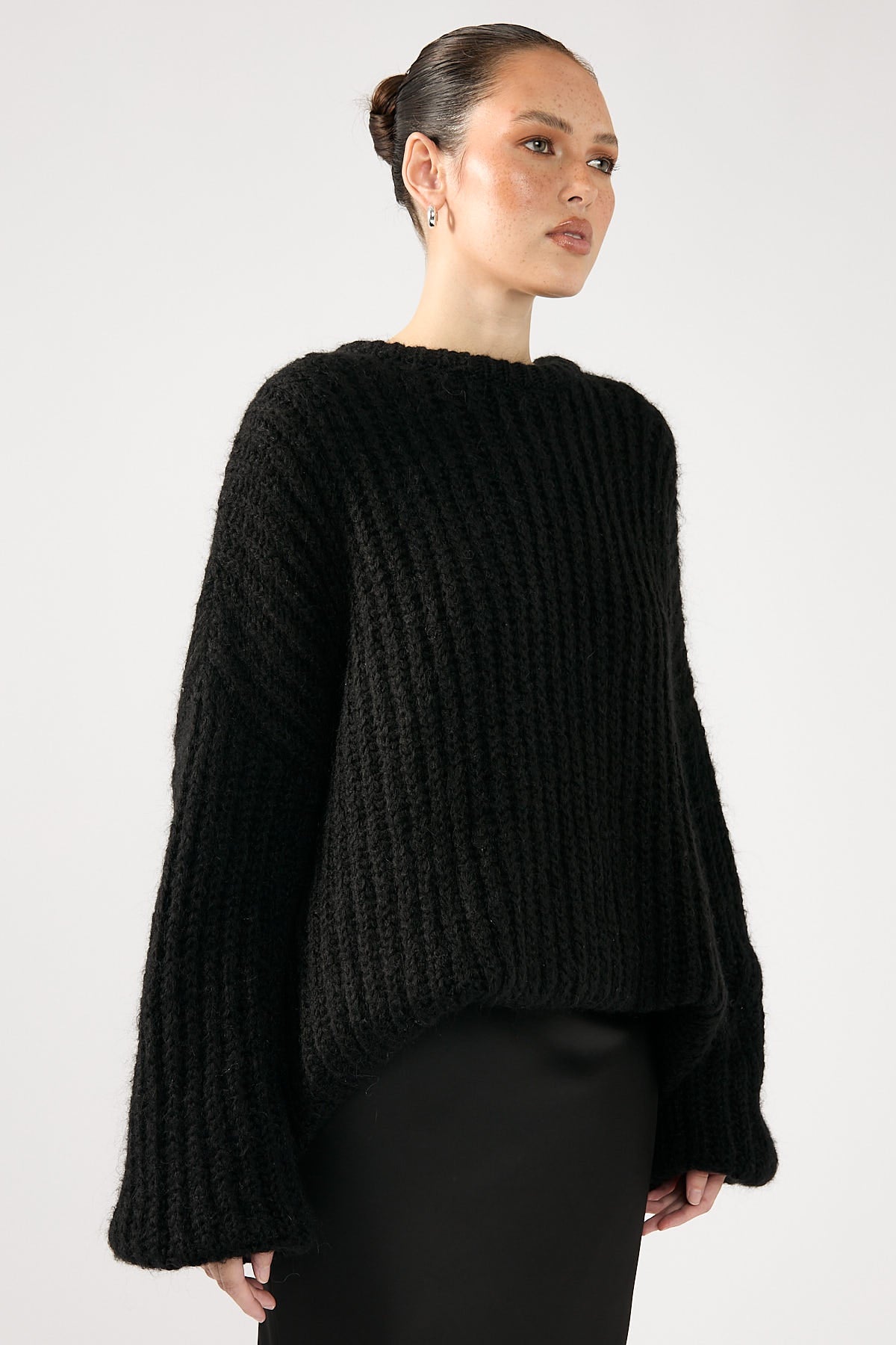 Perfect Stranger Mochi Oversized Fluffy Rib Jumper Black